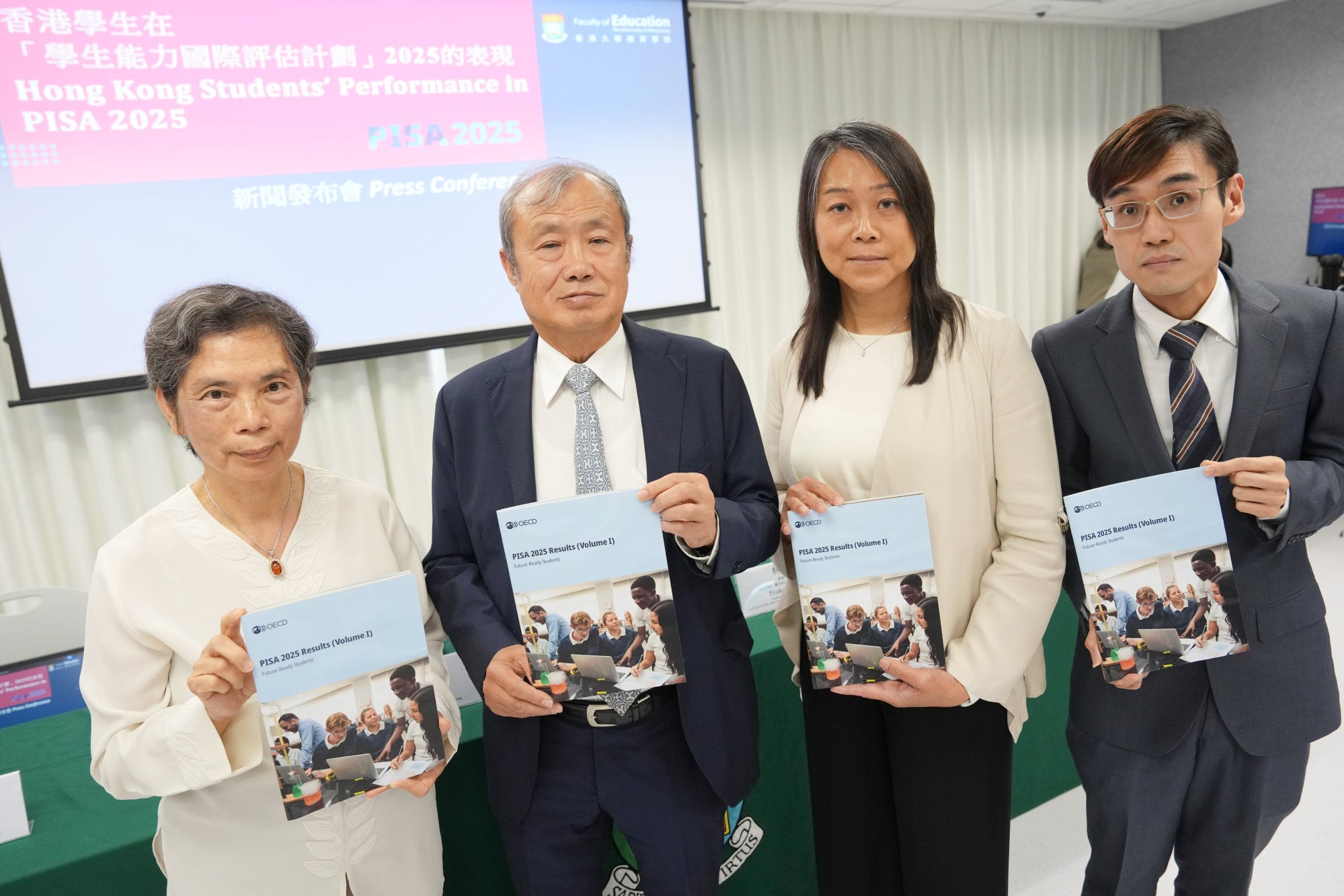 (From left) HKU academics Nancy Law, Frederick Leung, Lam Wai-ip and Kennedy Chan announce the city’s latest Pisa rankings. Photo: Kit Lai (From left) HKU academics Nancy Law, Frederick Leung, Lam Wai-ip and Kennedy Chan announce the city’s latest Pisa rankings. Photo: Kit Lai