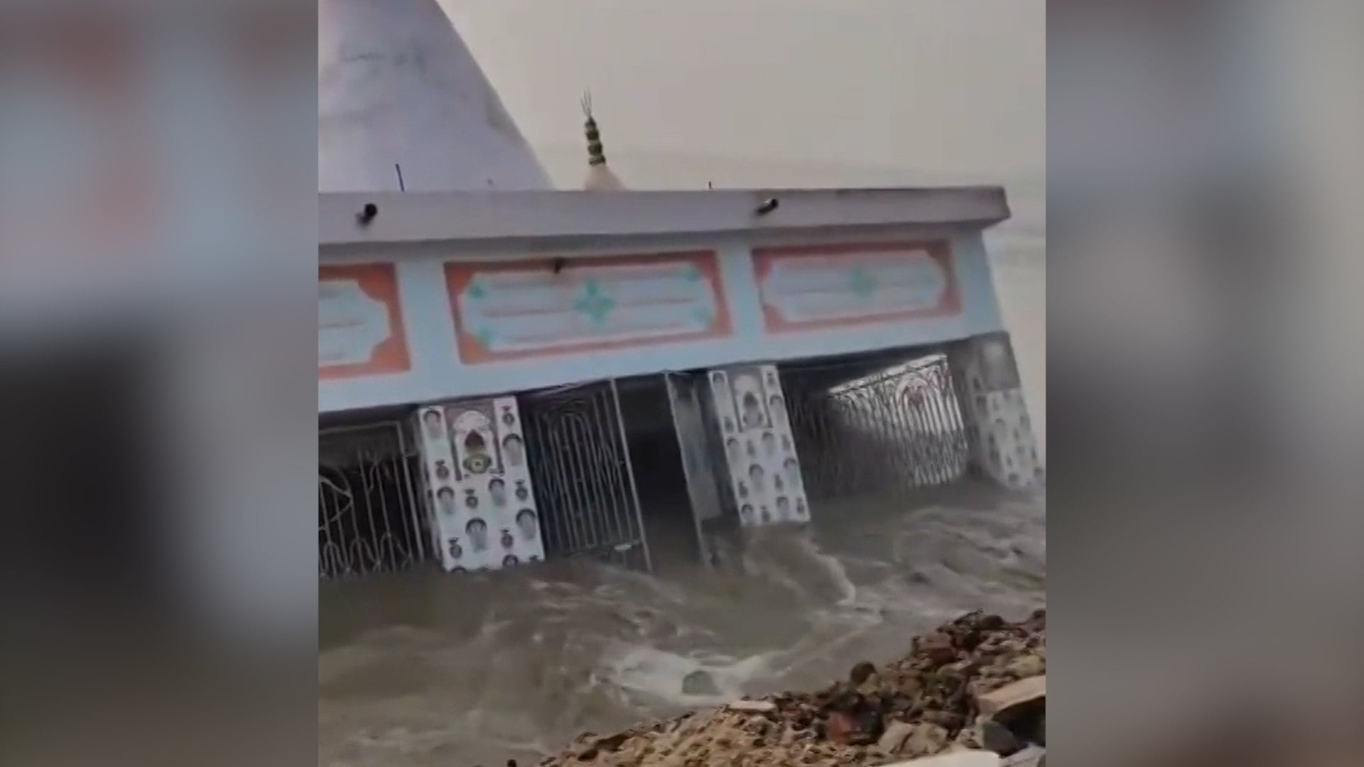 Ganga swallows temple