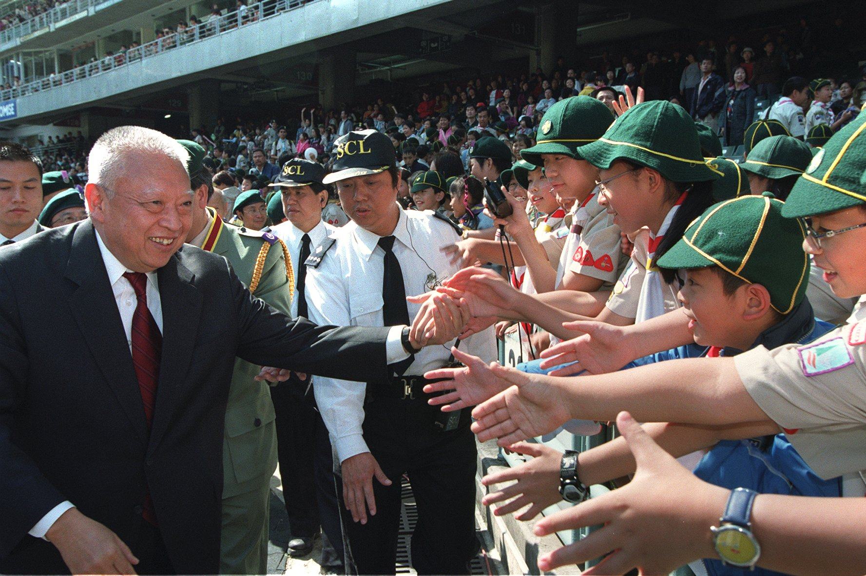 Tung Chee-hwa at the Hong Kong Scout Rally 2001 at Hong Kong Stadium. Photo: Edward Wong