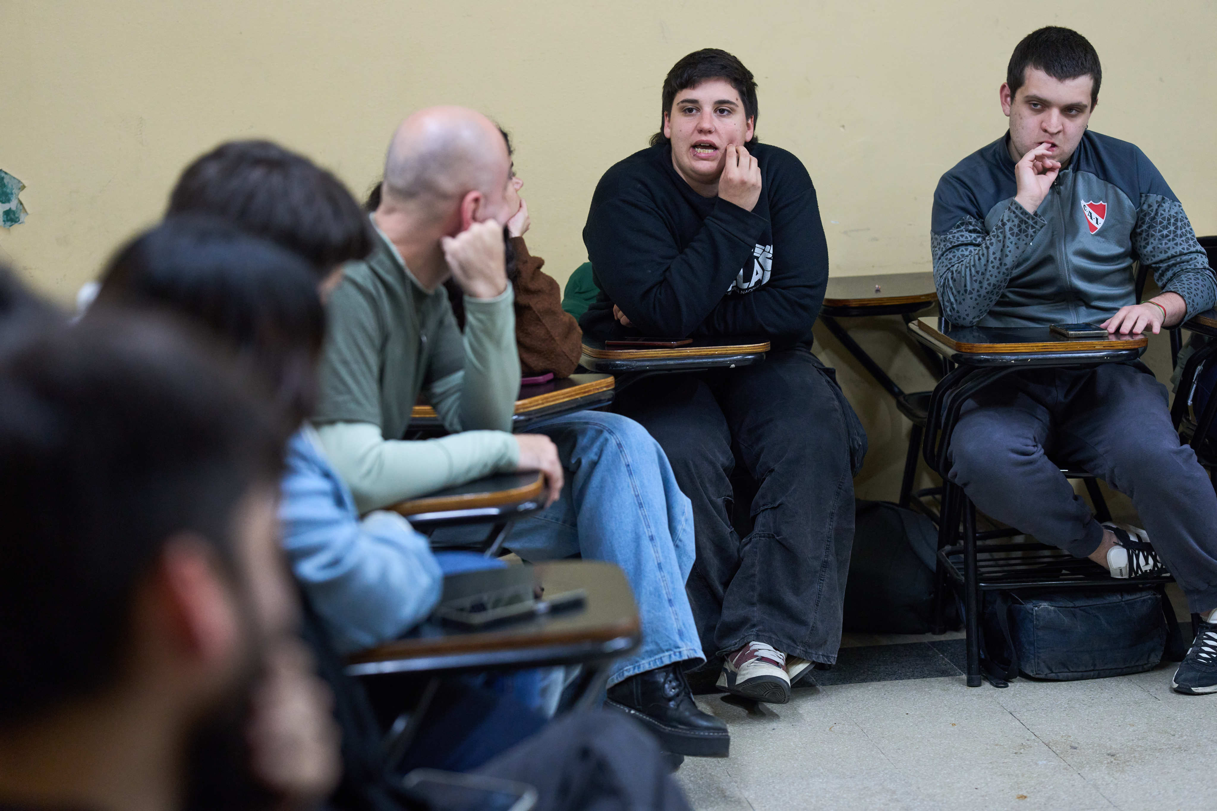 University students meet in a classroom to discuss debt in Buenos Aires, Argentina, on August 26. Photo: AP
