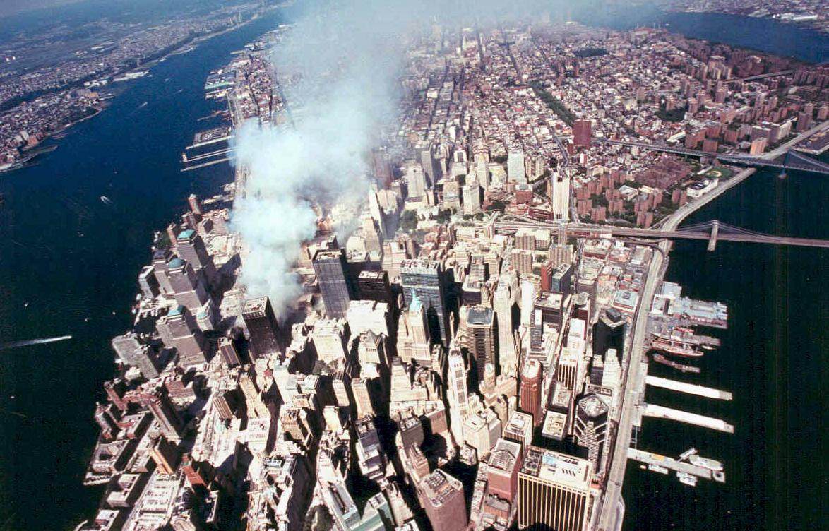 Smoke rising from the ruins of the World Trade Center on September 14, 2001. Photo: AFP