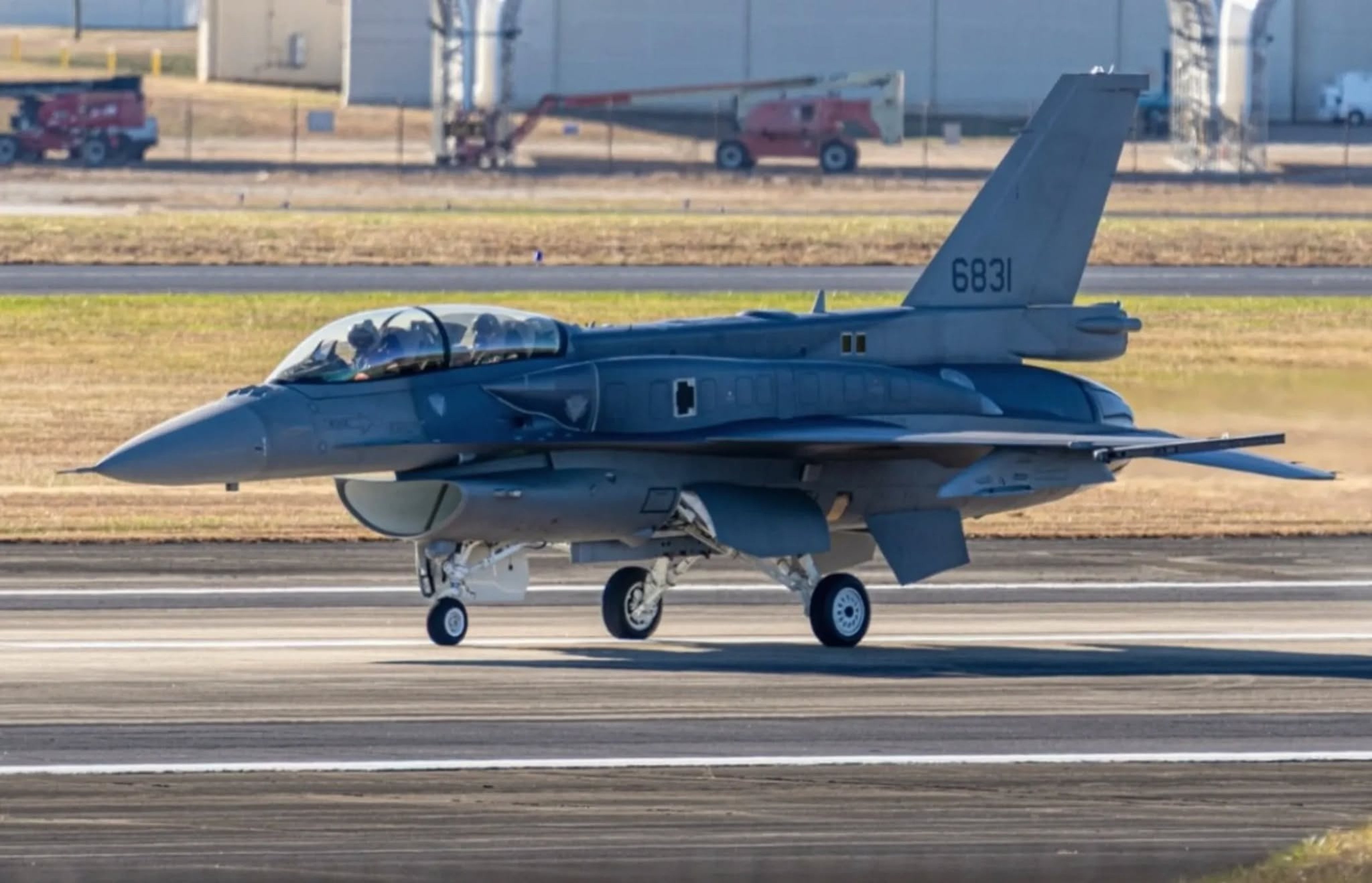 An image circulating online that purports to show one of the Taiwan-bound F-16s on a US airfield. Photo: Handout