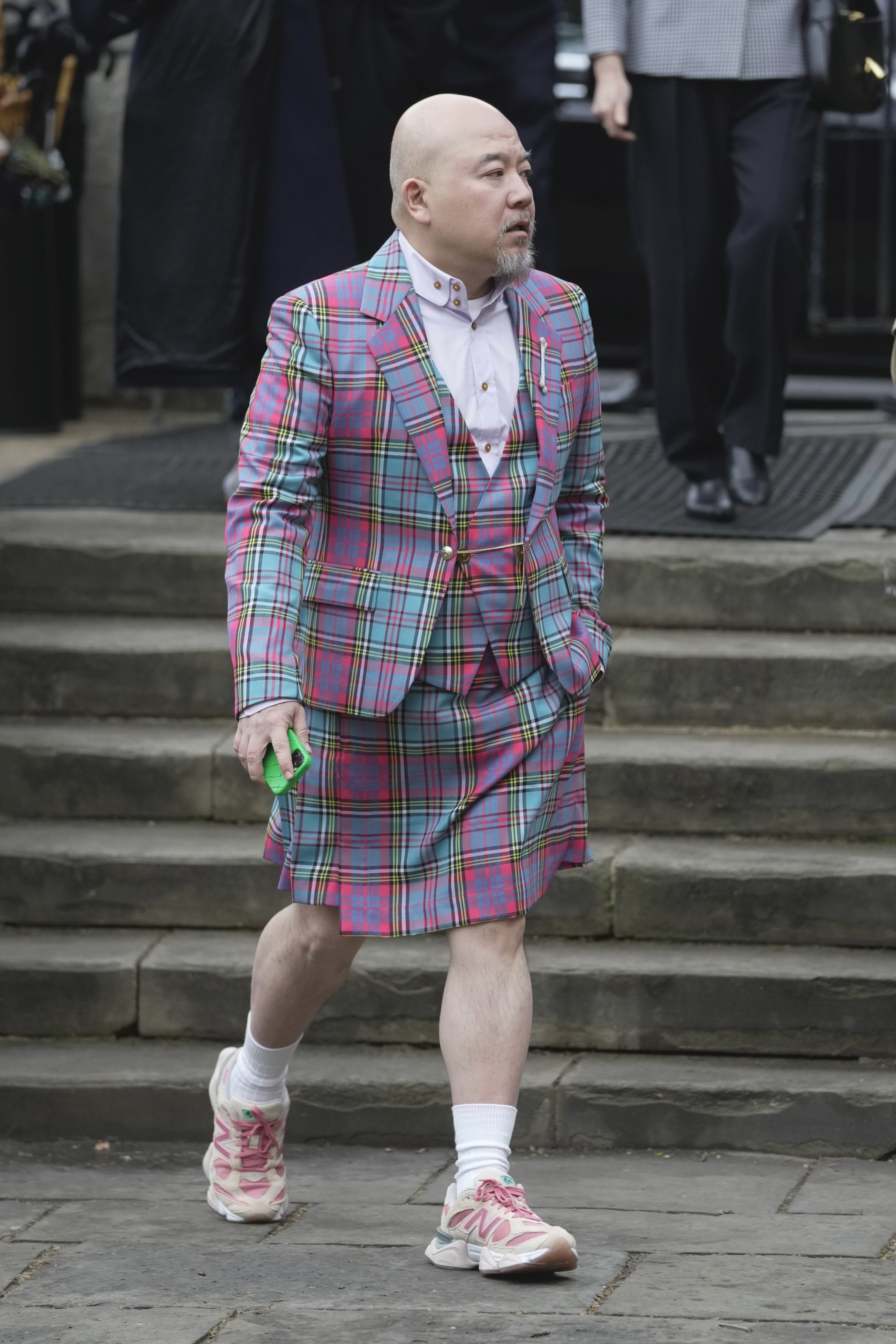 Wyman Wong arrives for a memorial service to honour and celebrate the life of Vivienne Westwood at Southwark Cathedral in London on February 16, 2023. Photo: AP Photo