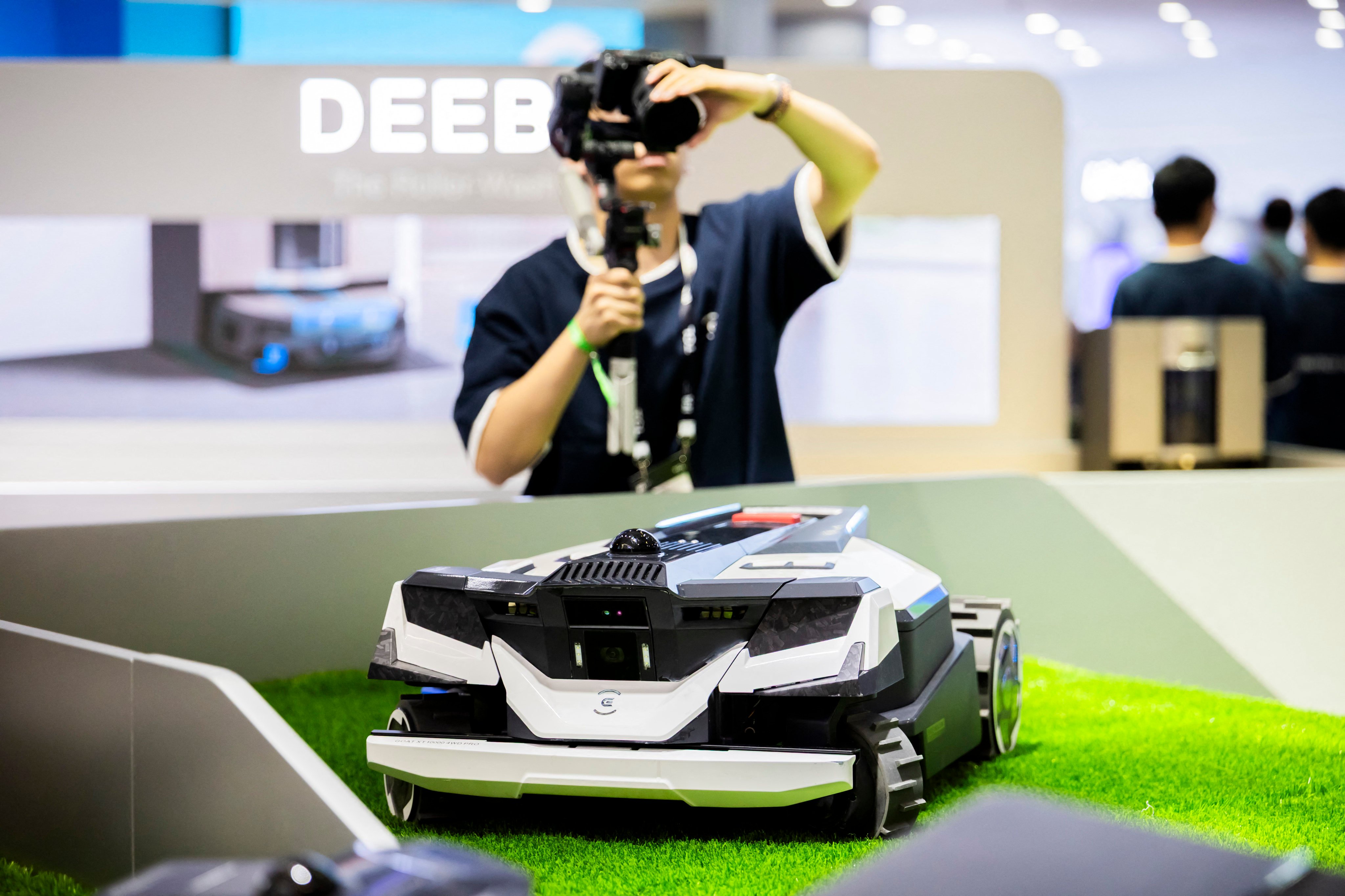 A robotic lawnmower on display at IFA in Berlin on Thursday. Photo: dpa/Getty Images