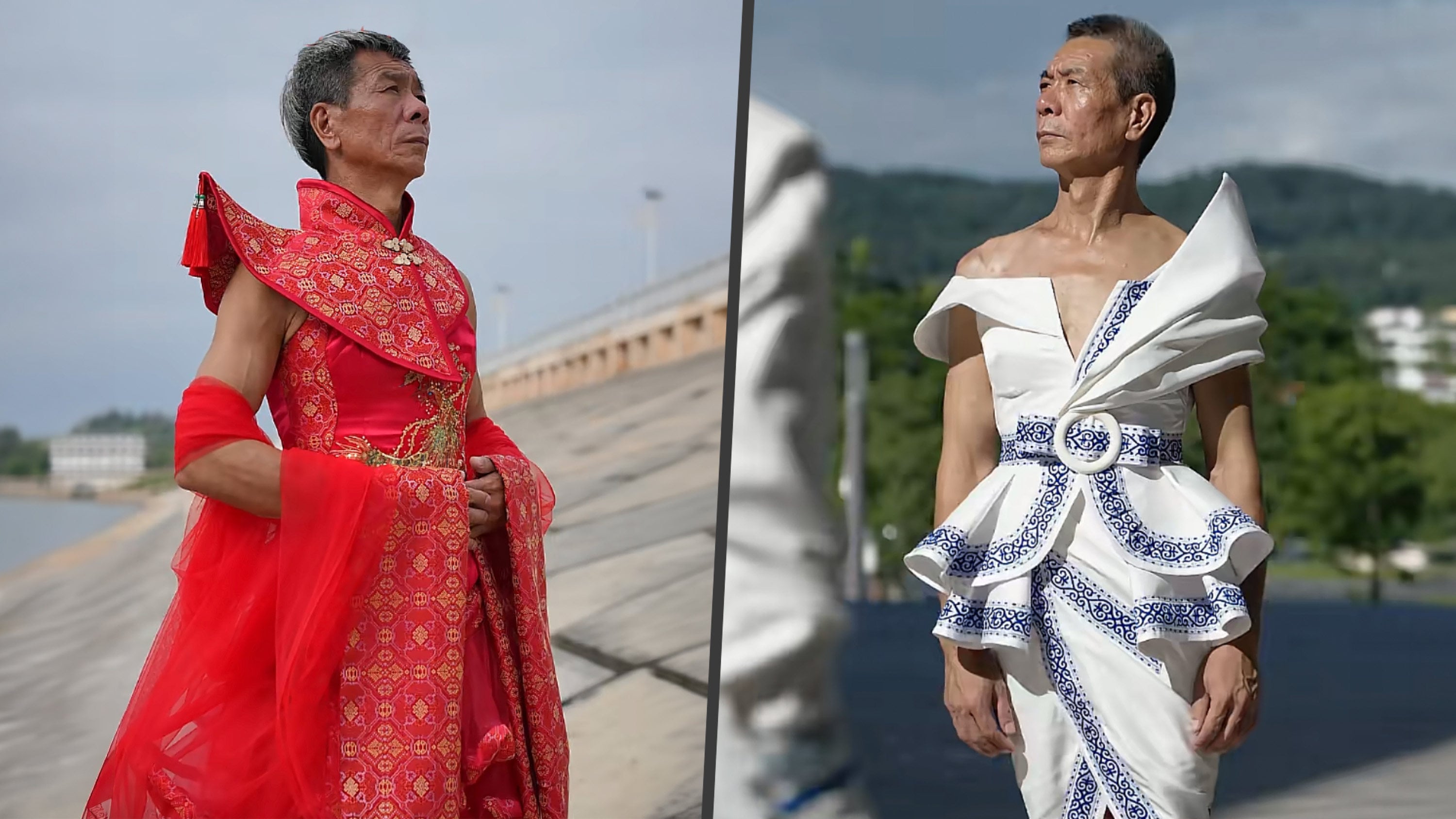 Two Chinese cousins in their 50s revitalise traditional Guangxi Zhuang Jin fabric by redesigning it into modern, “neo-Chinese” clothing. Photo: SCMP composite/Douyin