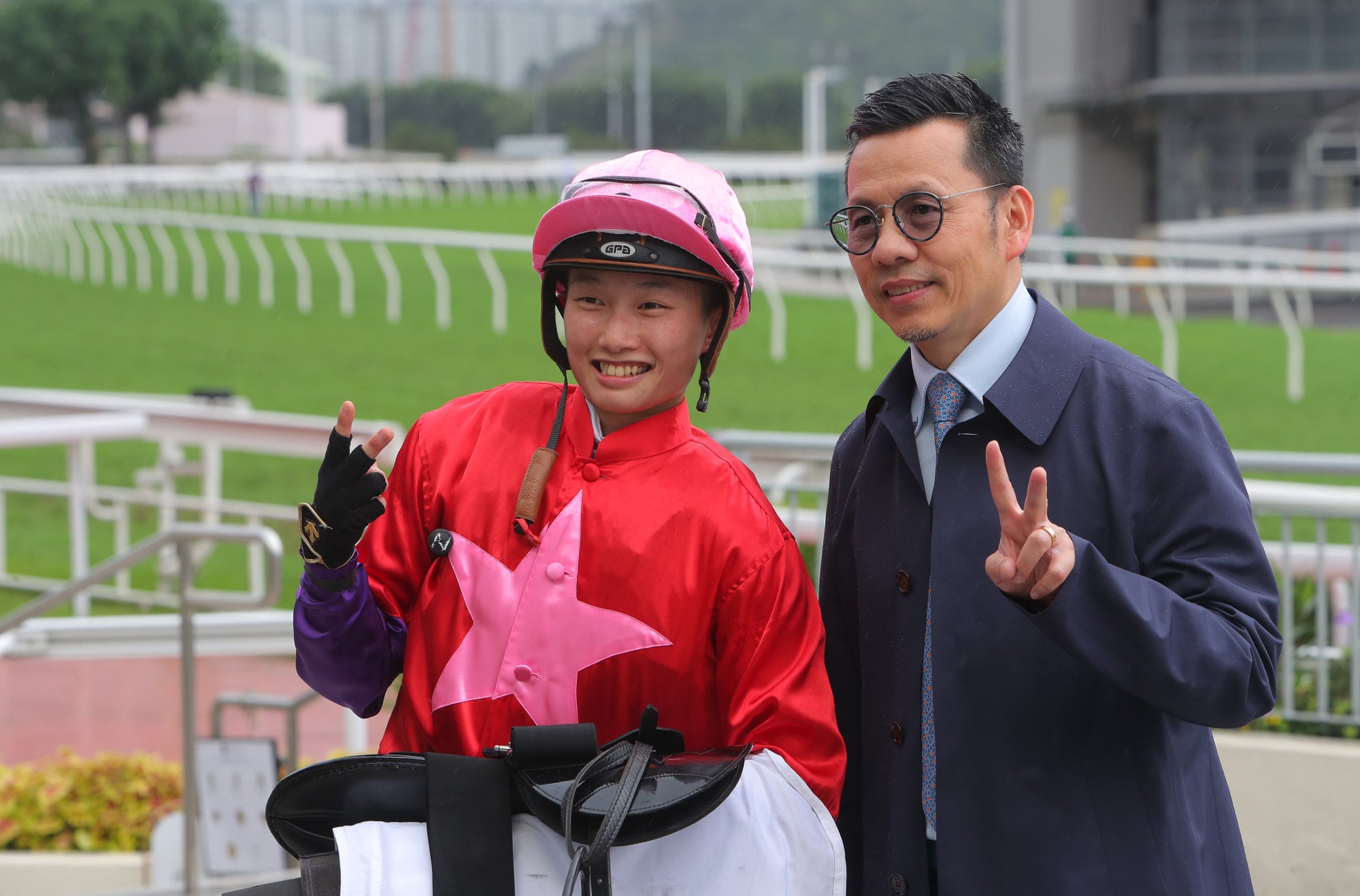 Frankie Lor and apprentice Nichola Yuen celebrate Run Run Smart’s Sha Tin win in May. Frankie Lor and apprentice Nichola Yuen celebrate Run Run Smart’s Sha Tin win in May.