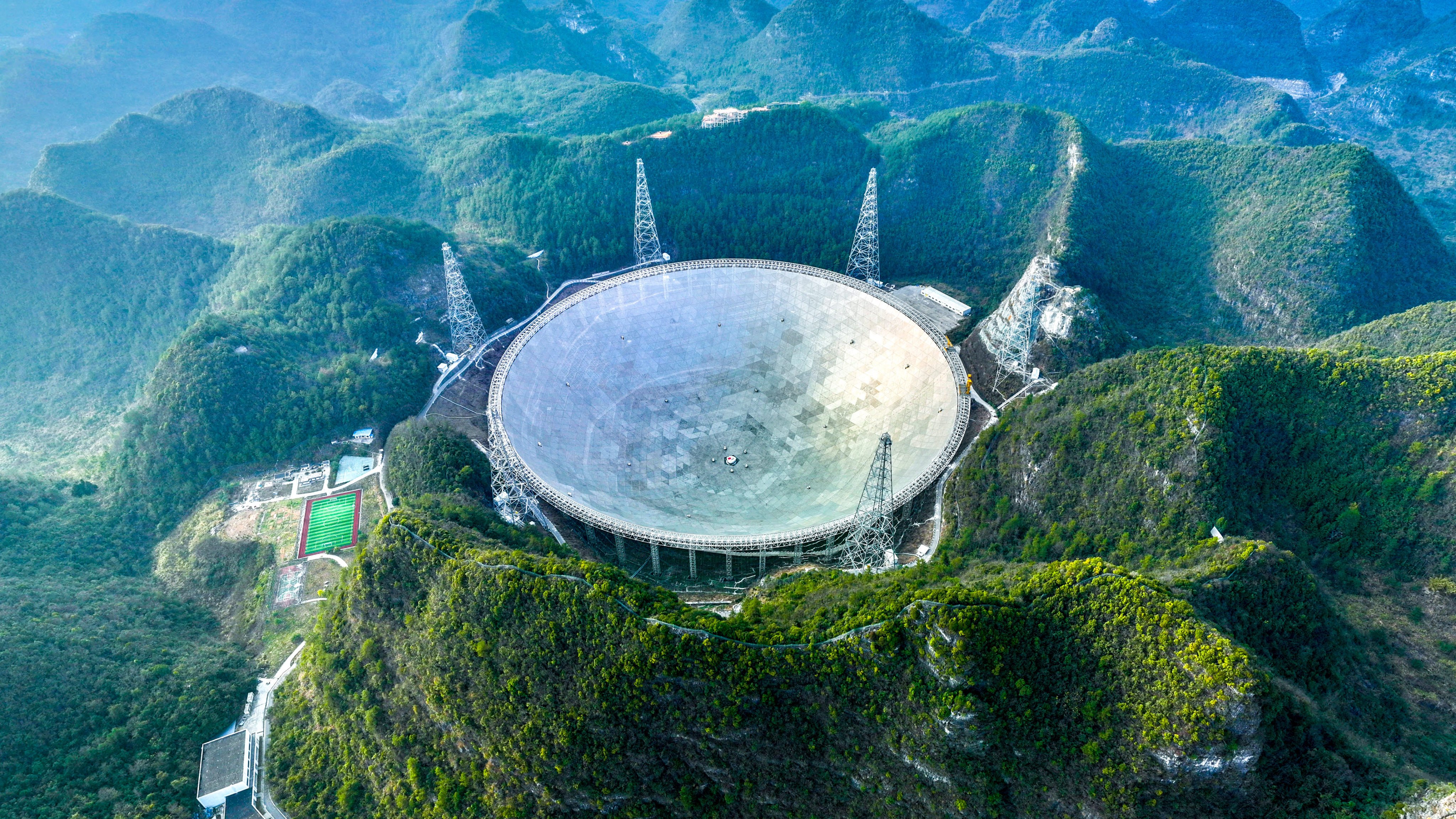 China’s 500-metre aperture spherical radio telescope (FAST), dubbed the “China Sky Eye", is located in a naturally deep and round karst depression in the southwestern province of Guizhou. Photo: Xinhua