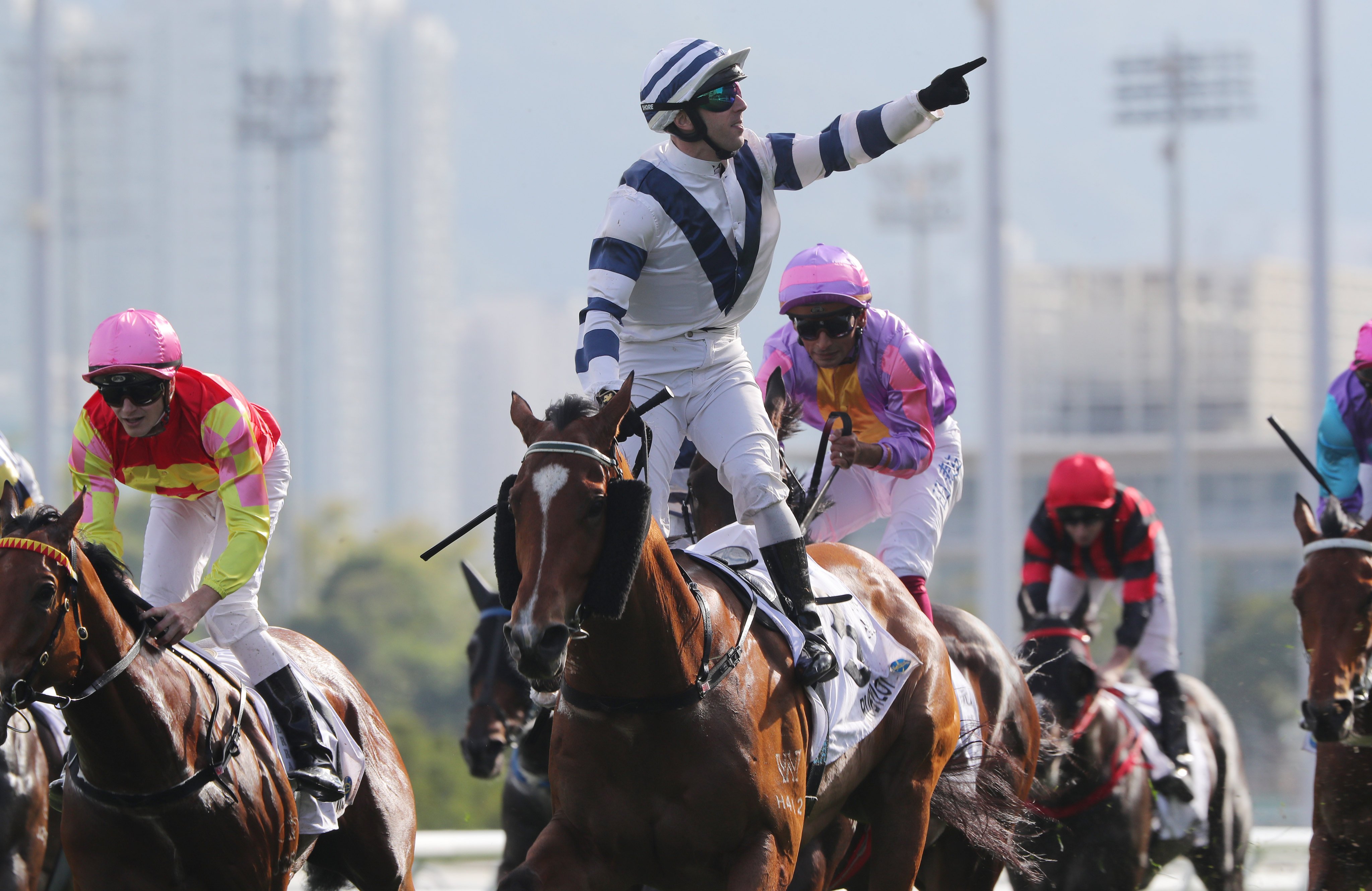 Brenton Avdulla celebrates victory in last year’s Classic Cup on Rubylot. Photos: Kenneth Chan