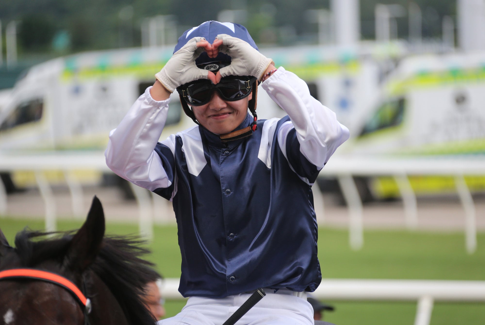 Nichola Yuen celebrates her win on Lucy In The Sky. Nichola Yuen celebrates her win on Lucy In The Sky.