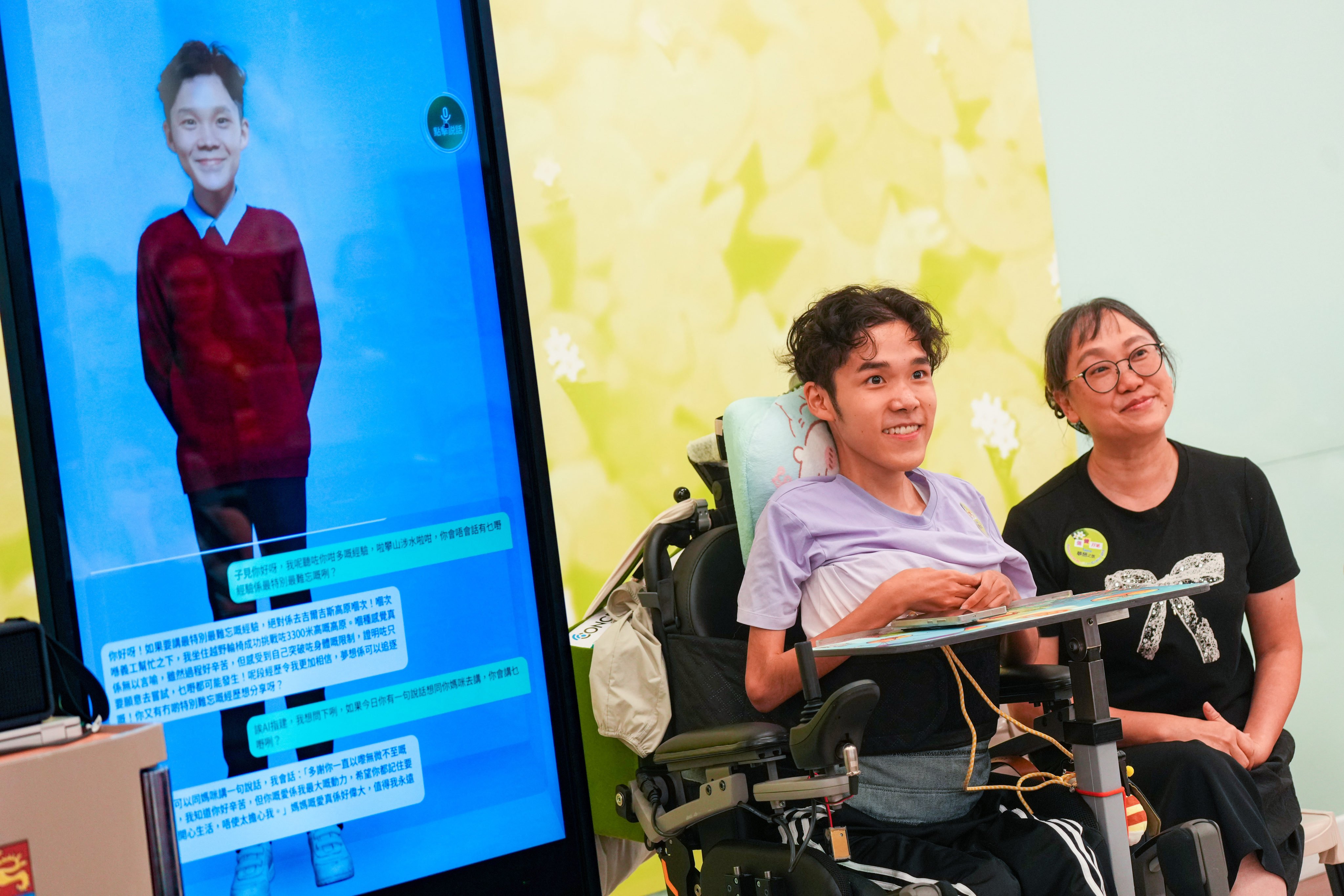 Teenager Chen Tsz-kin and his mother, Michelle Li, unveil his AI twin to share his journey, dreams, and reflections on life. Photo: Kit Lai