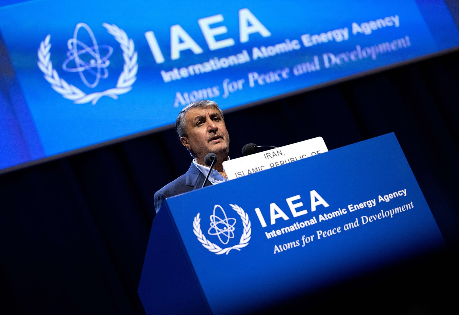 Iran’s nuclear chief Mohammad Eslami speaks during the General Conference of the International Atomic Energy Agency at the agency’s headquarters in Vienna, Austriain 2022. Photo: TNS
