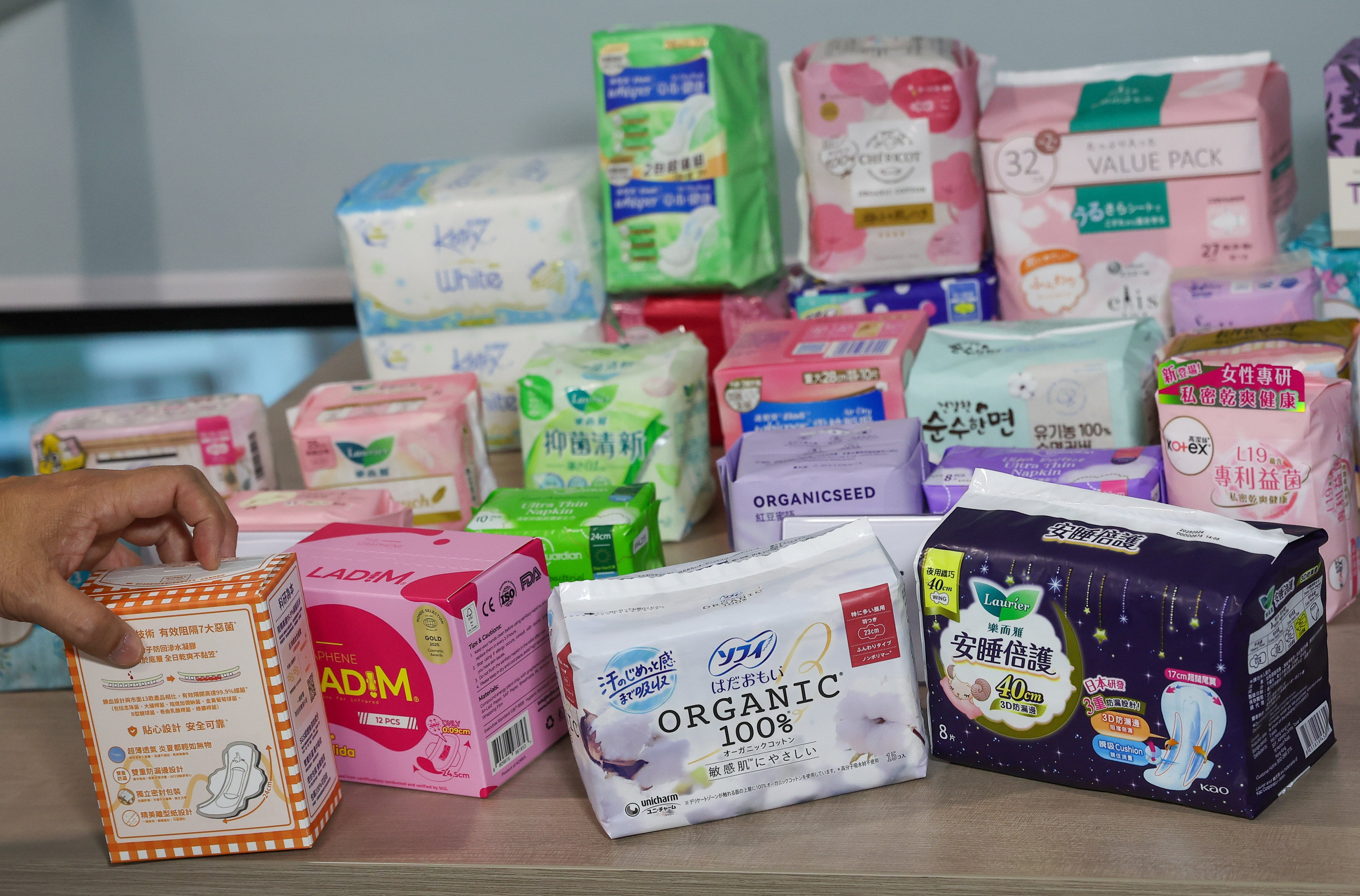The Consumer Council revealed the results for tests on 36 winged sanitary towels on Monday. Photo: Edmond So
