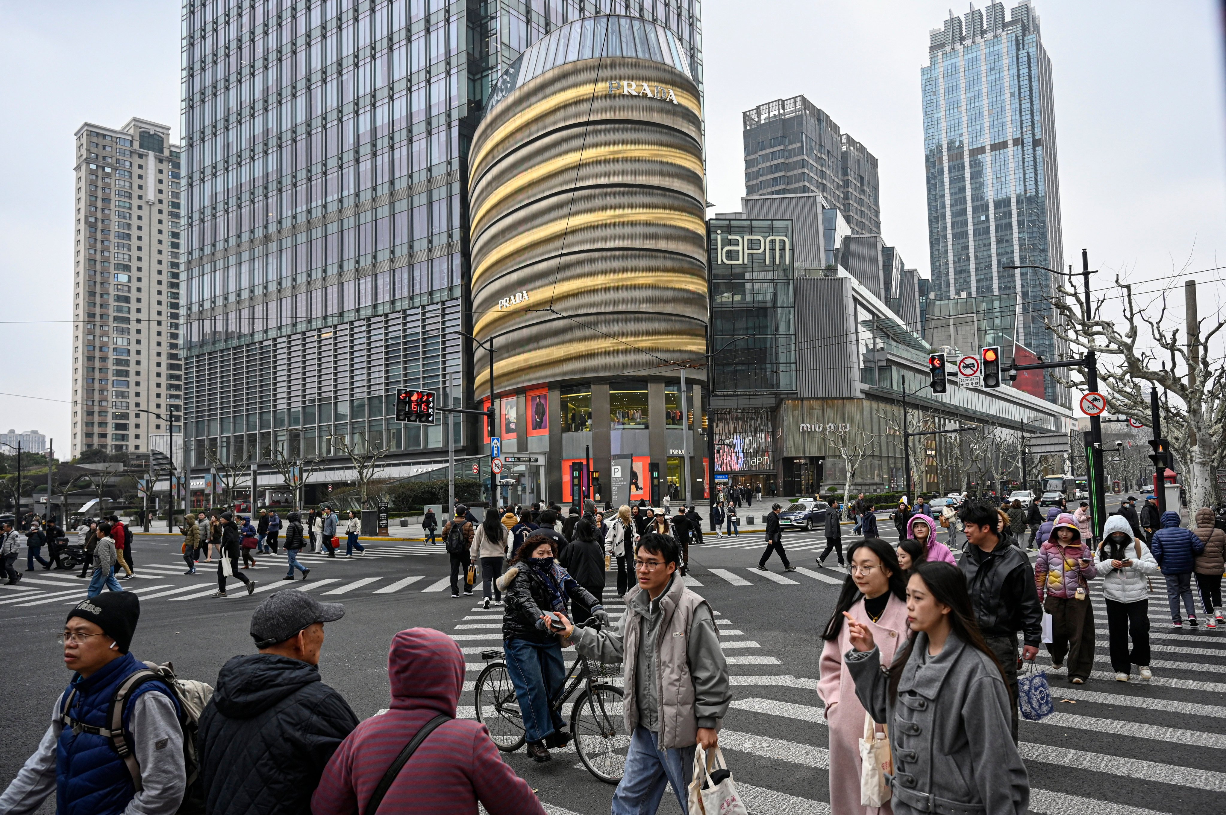 The Huaihai Road commercial district in Shanghai, China, seen on March 6. Photo: AFP