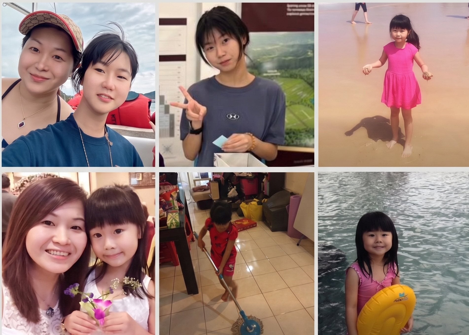 A composite image shows late Malaysian schoolgirl Yap Shing Xuen and her mother Wong Lee Ping in images Wong shared on social media in tribute to her daughter. Photo: Facebook