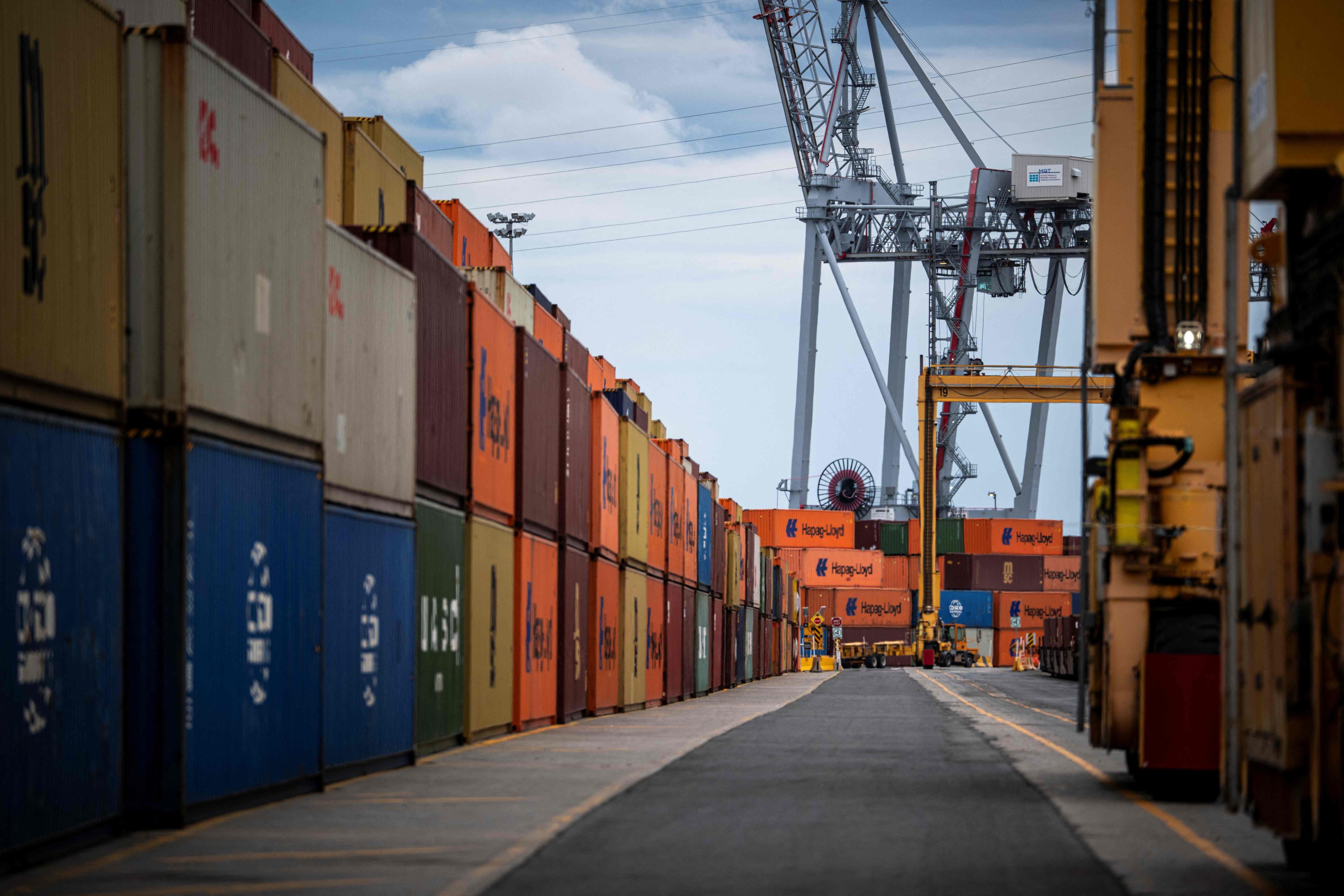 Shipping containers are seen in the Port of Montreal in Montreal, Quebec, on August 23. Photo: AFP