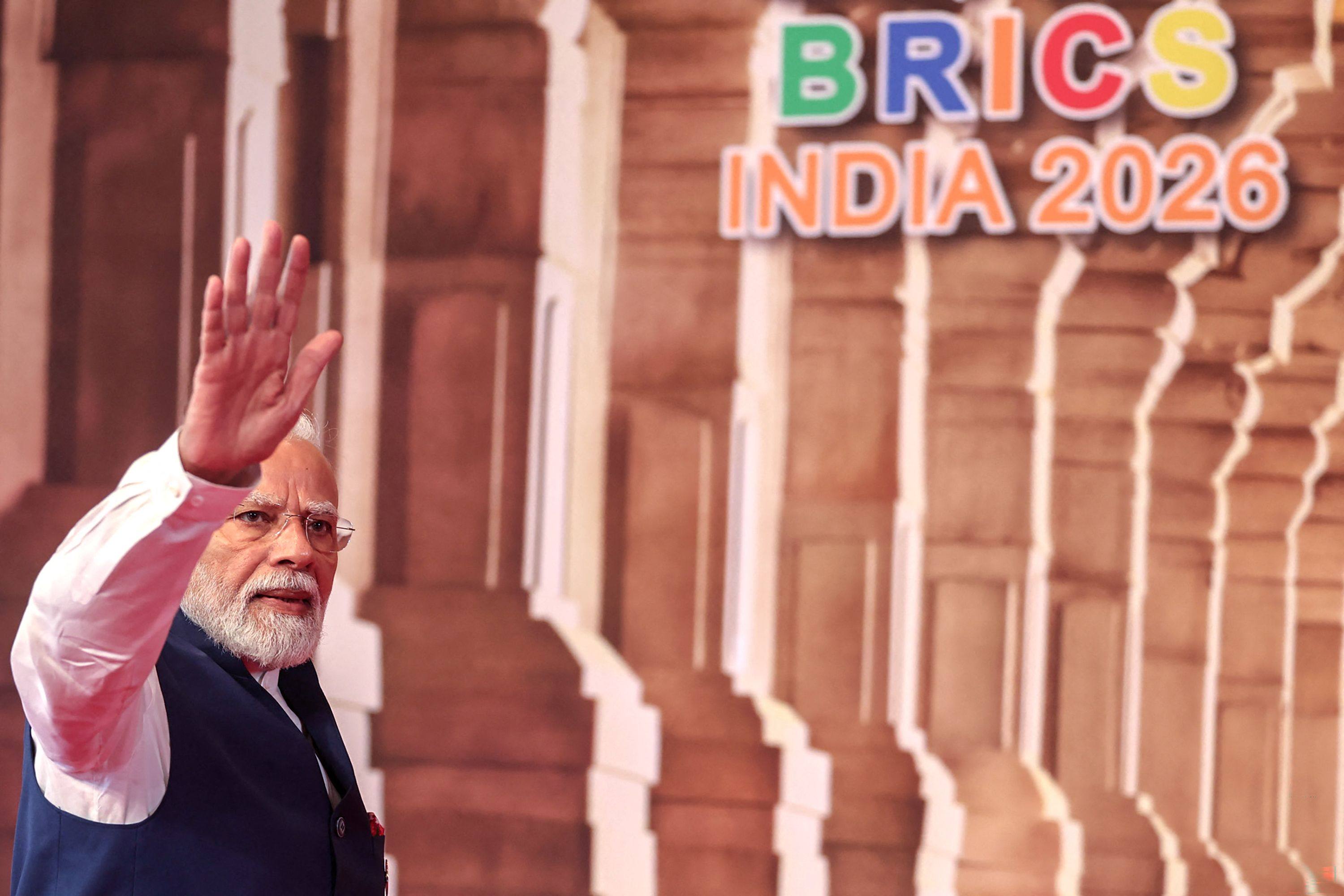 India’s Prime Minister Narendra Modi attends the Brics summit in New Delhi on Sunday. Photo: Indian Press Information Bureau/AFP