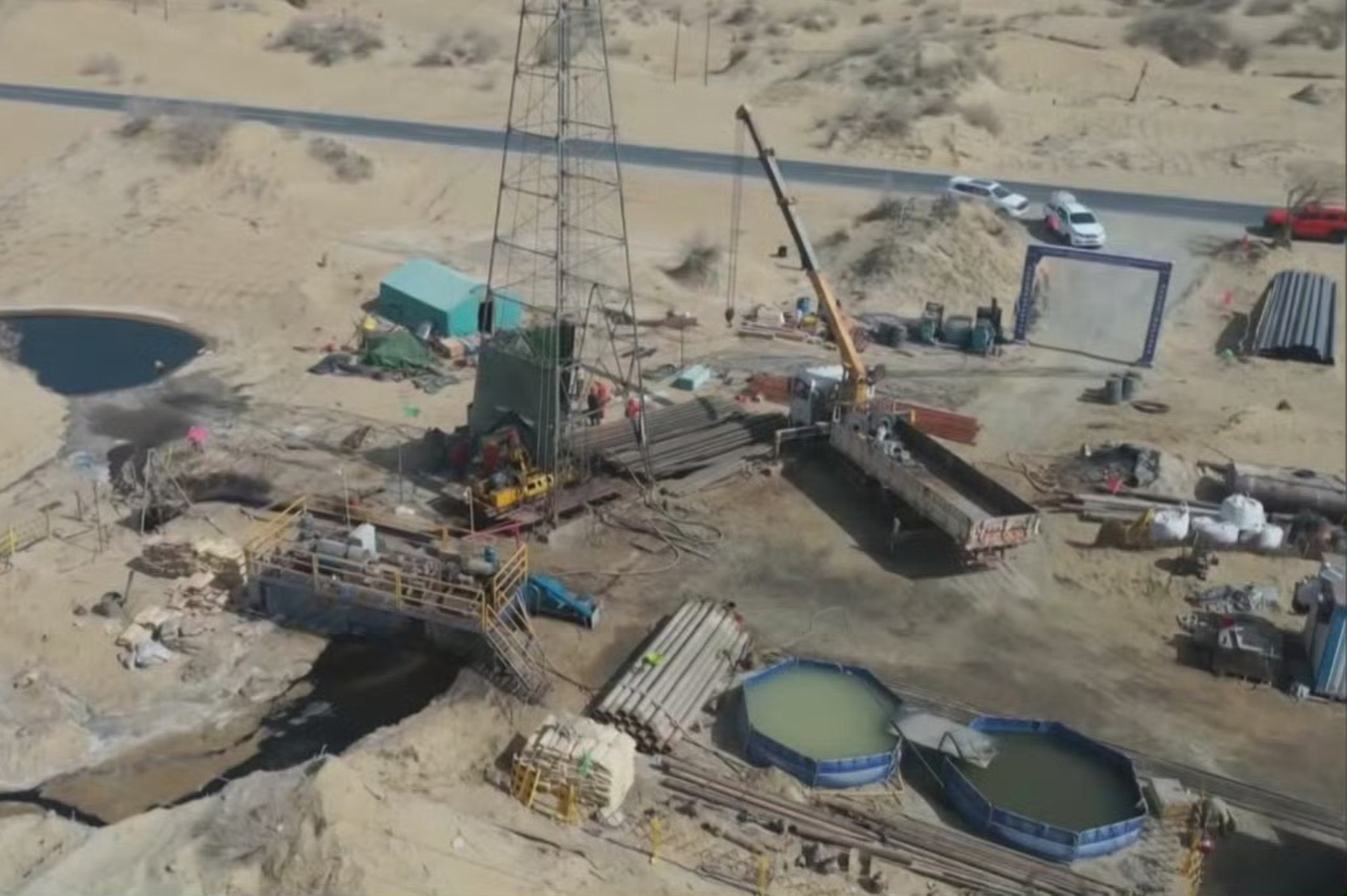 Groundwater discoveries were made as part of a water-finding project in the Taklamakan Desert conducted by Xinjiang's geological bureau, according to CCTV Finance. Photo: CCTV
