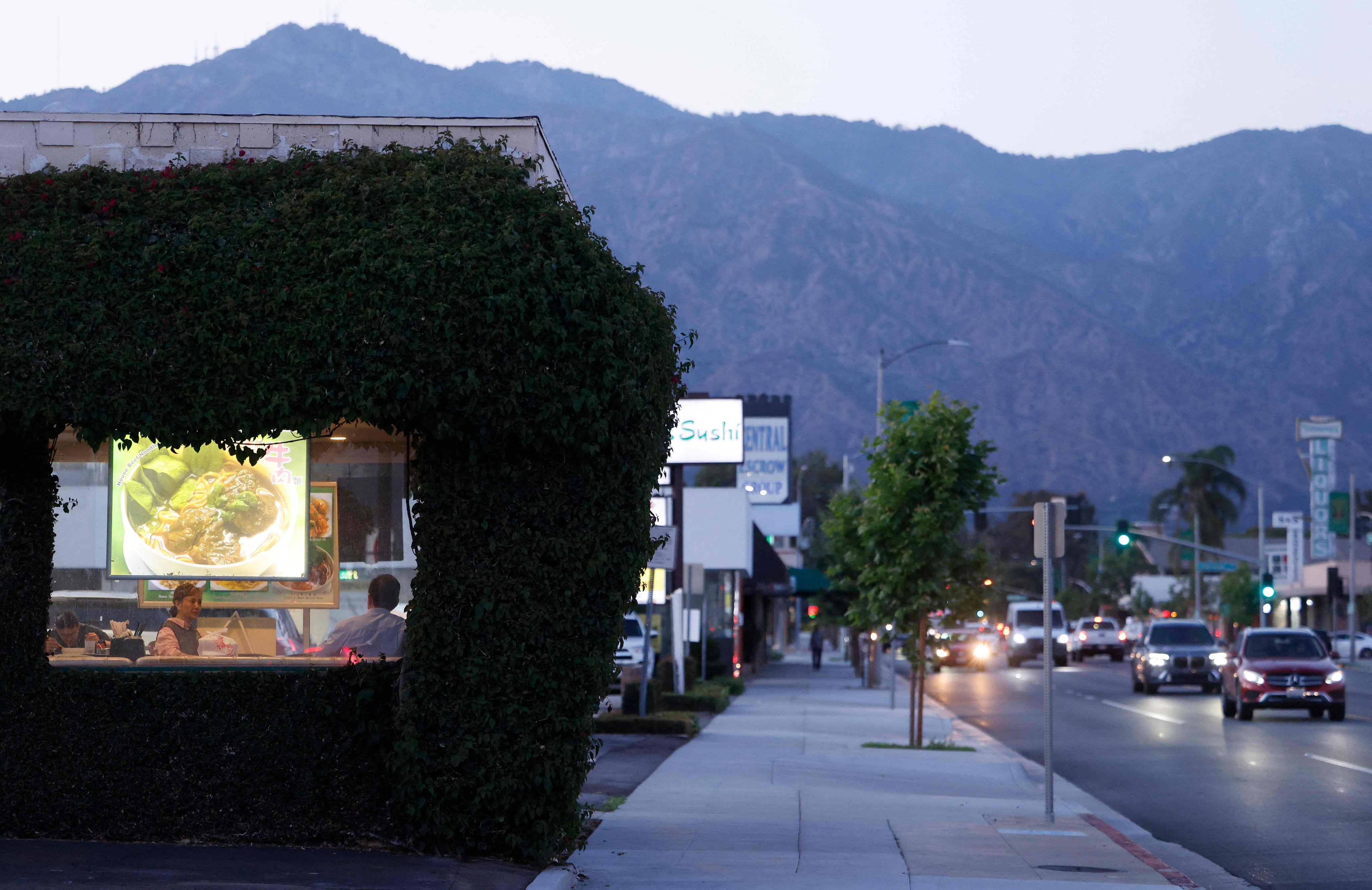 A noodle restaurant along a largely deserted pavement in Arcadia, California. Outside the Confucian system, there is no perpetual appraisal of your earning power, your waistline or your marital status. Photo: Getty Images via AFP