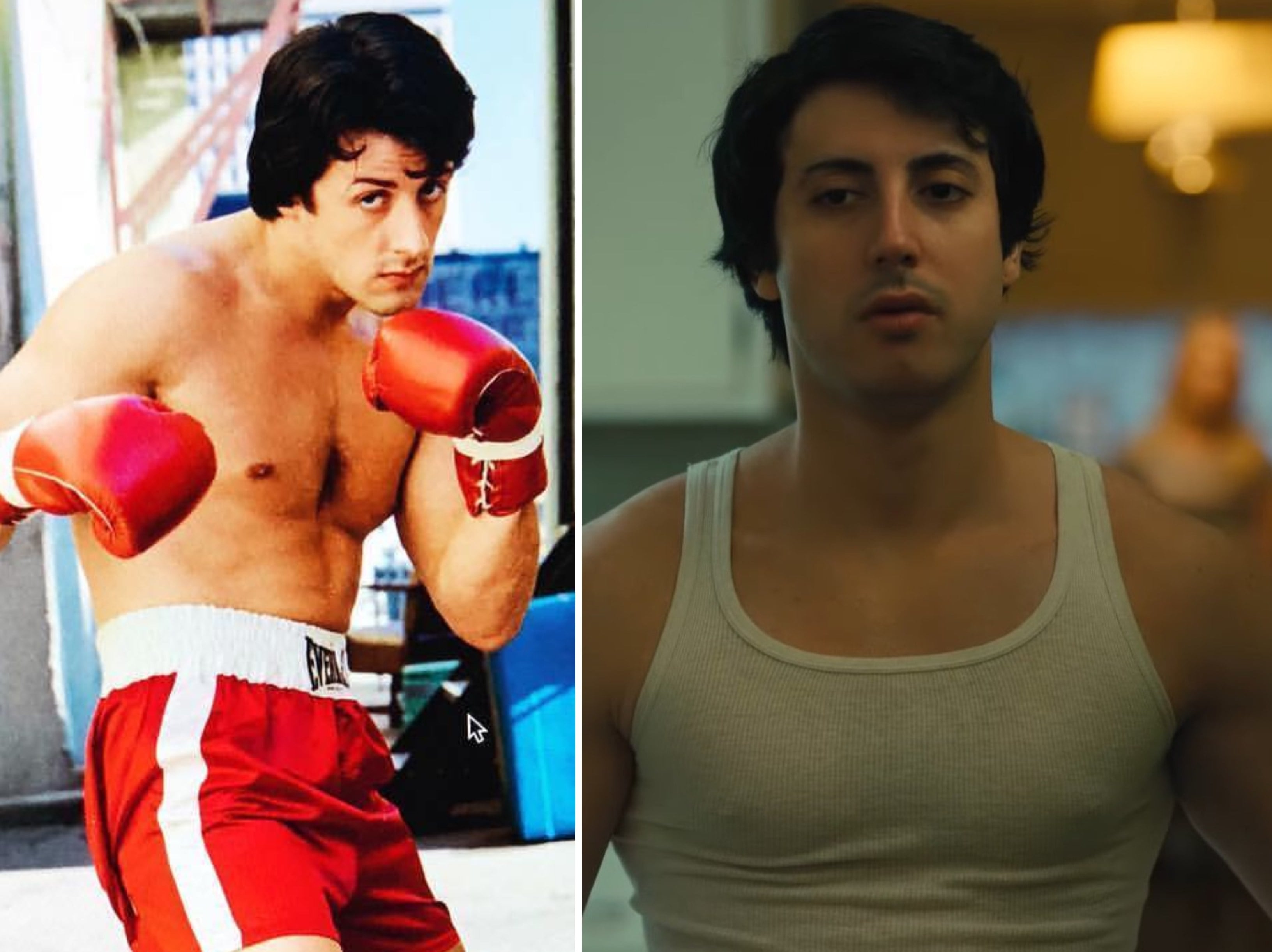 Anthony Ippolito (right) stars as a young Sylvester Stallone in Amazon MGM Studios’ upcoming biopic I Play Rocky. Photos: @rockymovie; @cinestarsnews/Instagram