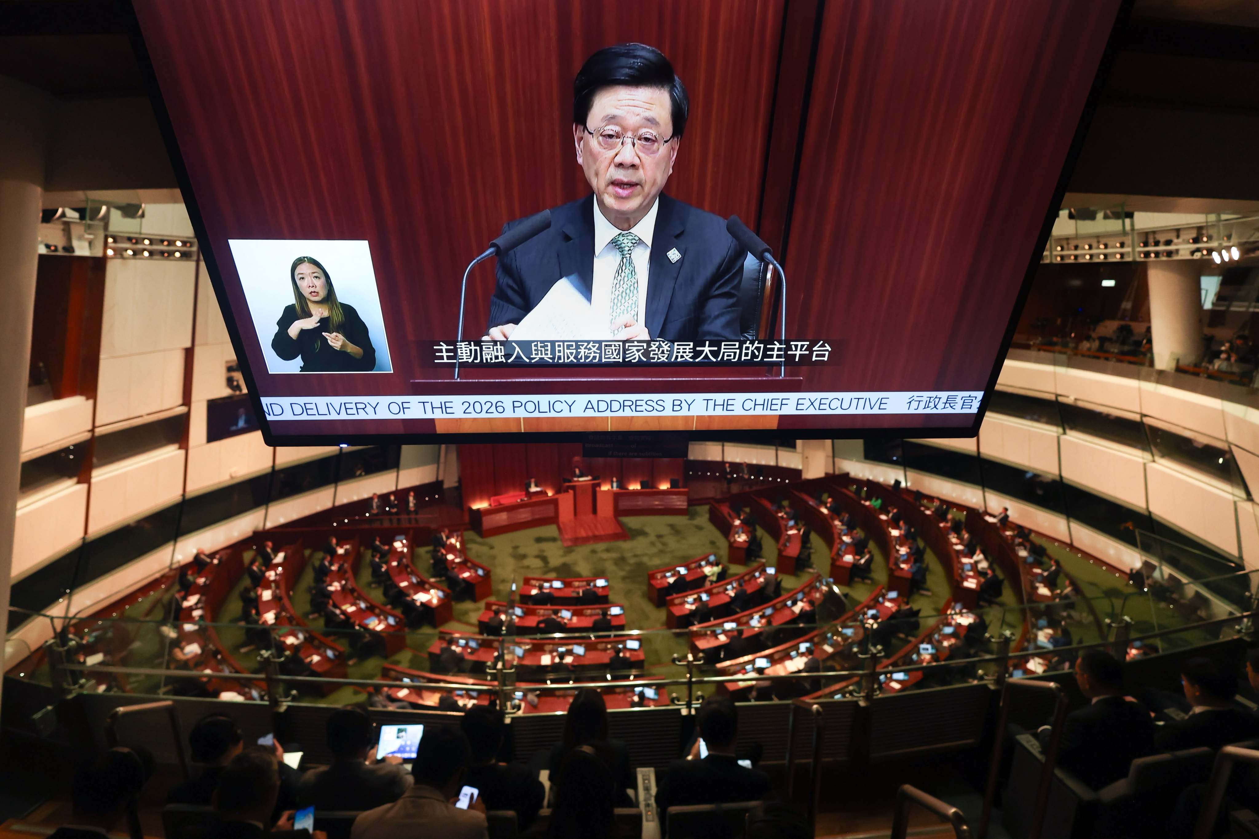 John Lee is speaking in the Legco chamber. Photo: Dickson Lee