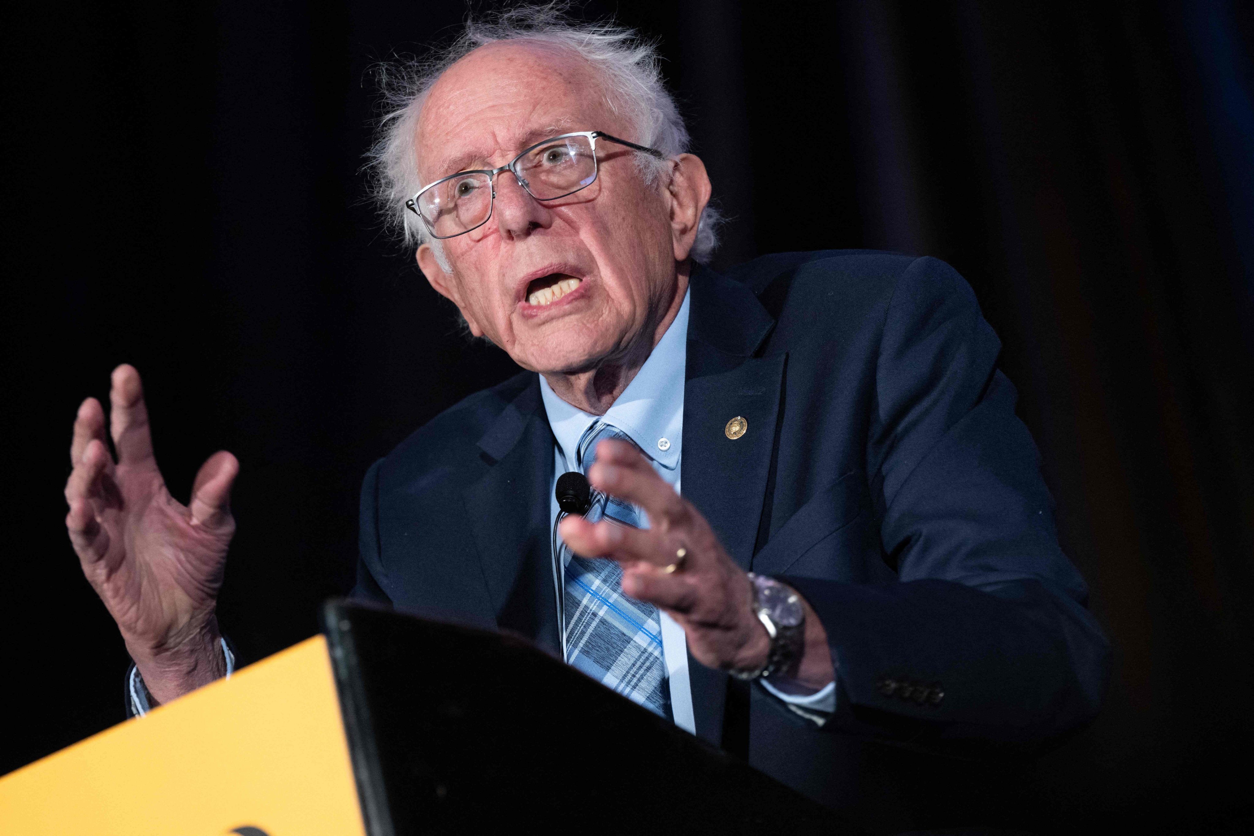 US Senator Bernie Sanders speaks during the The Pro-Human Assembly in September on Tuesday. Photo: AFP