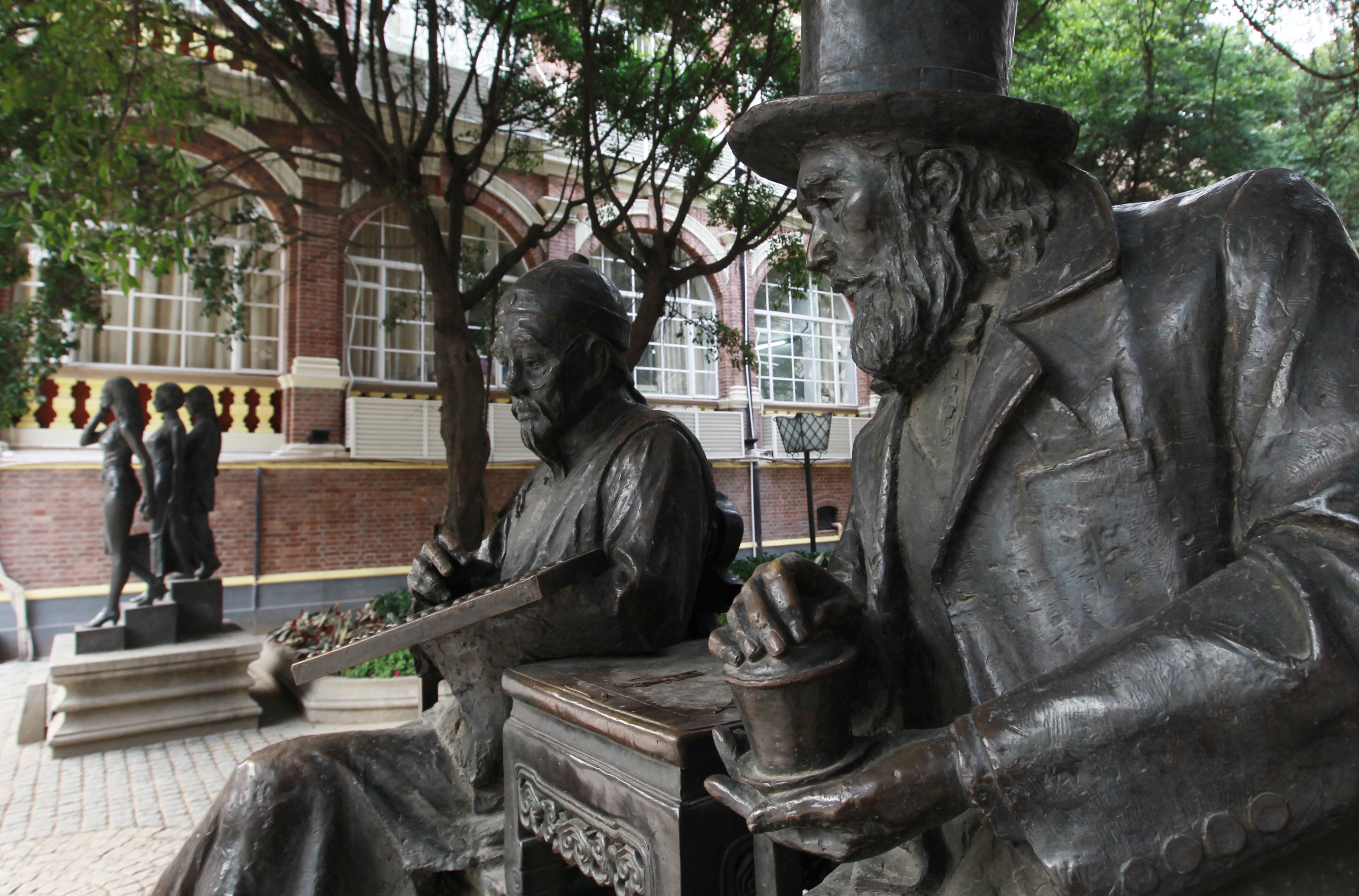 Heritage statues on Shamian Island in 2010. The district in Guangzhou was once controlled by the British and the French. Photo: Edward Wong