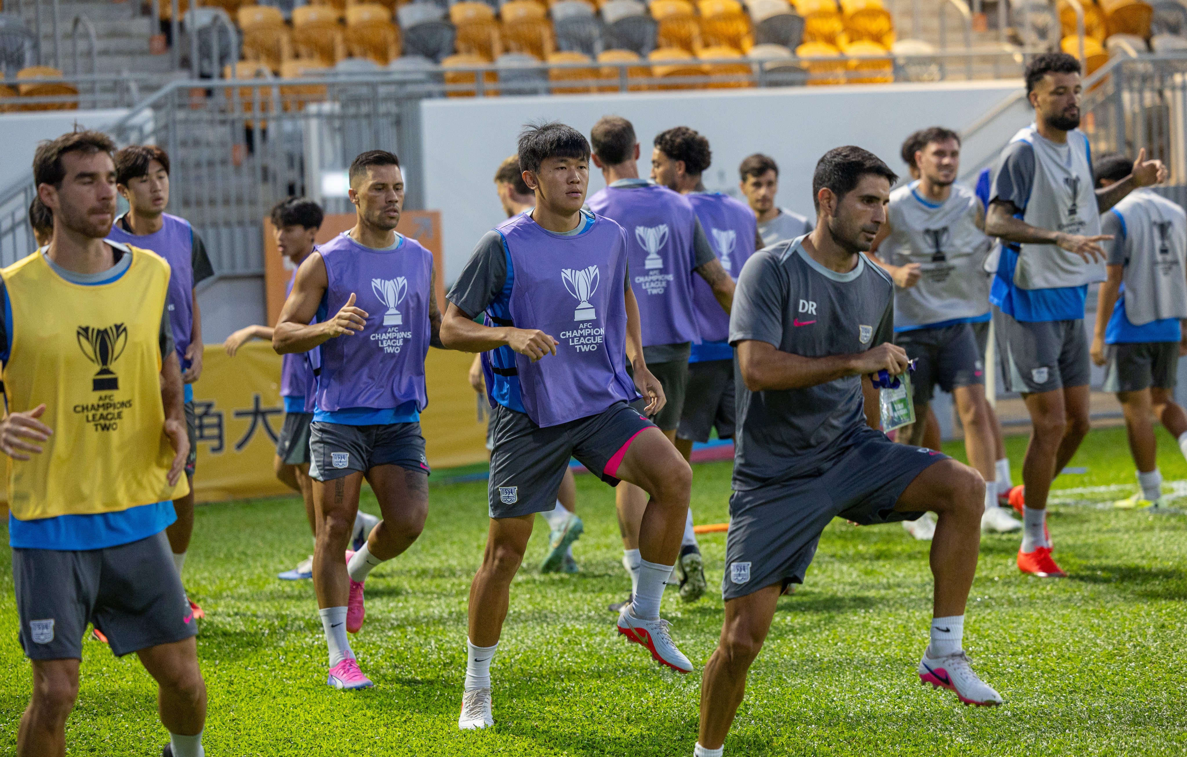 Kitchee players being put through their paces ahead of the challenging AFC Champions League 2 clash against Gangwon FC on Thursday. Photo: Handout