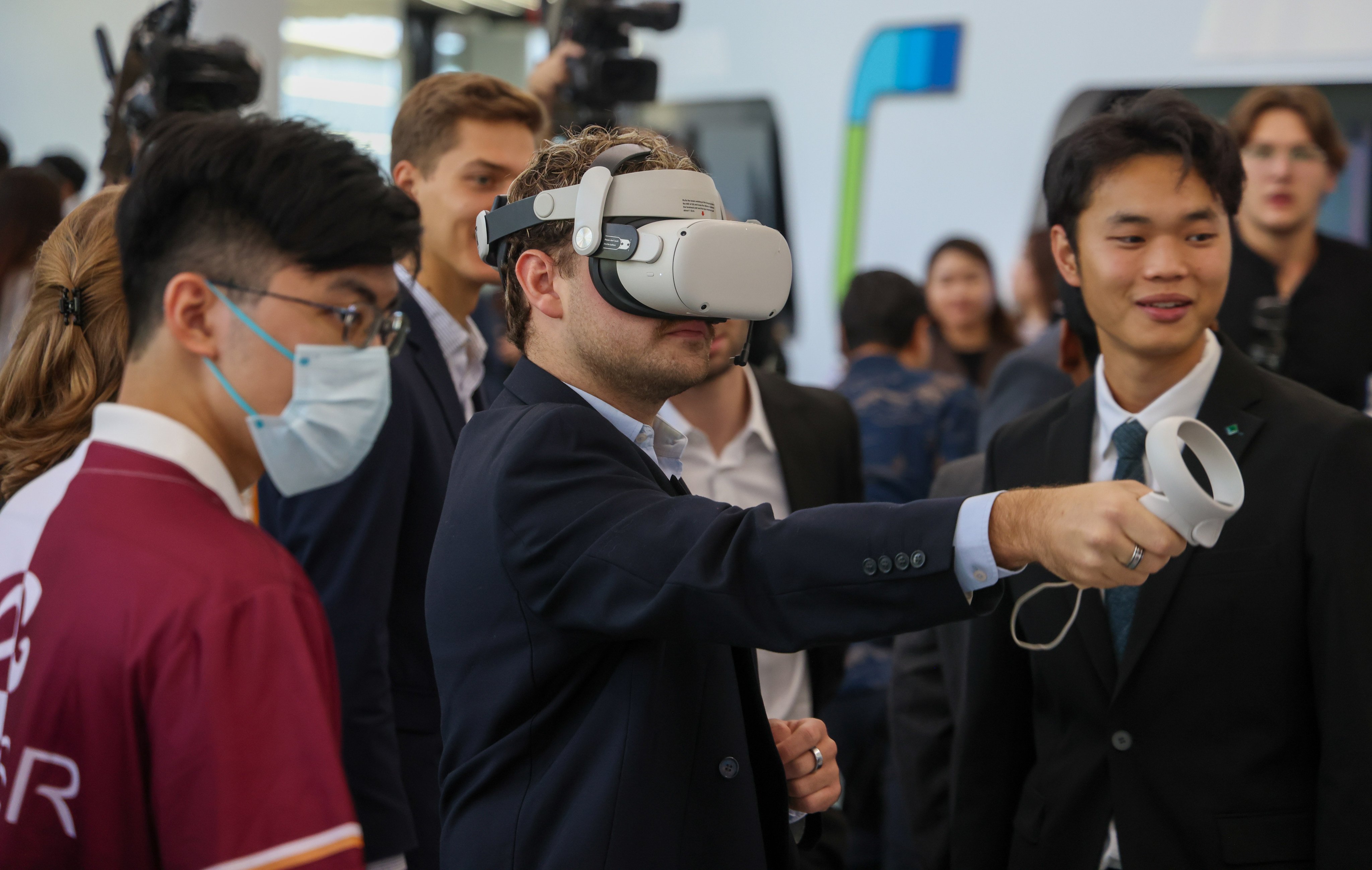 European delegates at a hackathon organised at Cyberport earlier this month. The government will relax requirements for tech founders renewing their visas under the Top Talent Pass Scheme. Photo: Silvia Siu