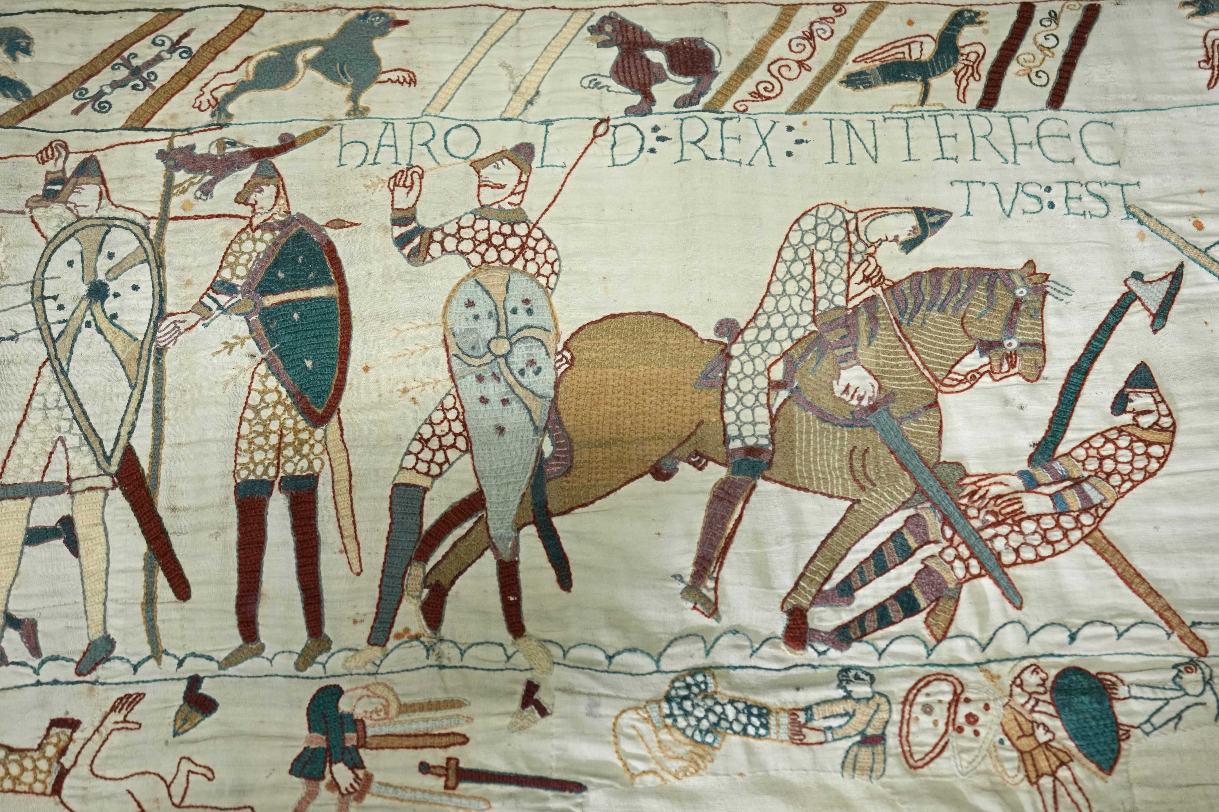 A section of the Bayeux Tapestry. The 70-metre-long panorama, which vividly depicts the events leading up to the Battle of Hastings in 1066, is on display at the British Museum in London until July 2027. The loan of the tapestry, which has resided in France for almost 1,000 years, took years of diplomacy to finalise and is seen as a symbol of Franco-British friendship. Photo: AP