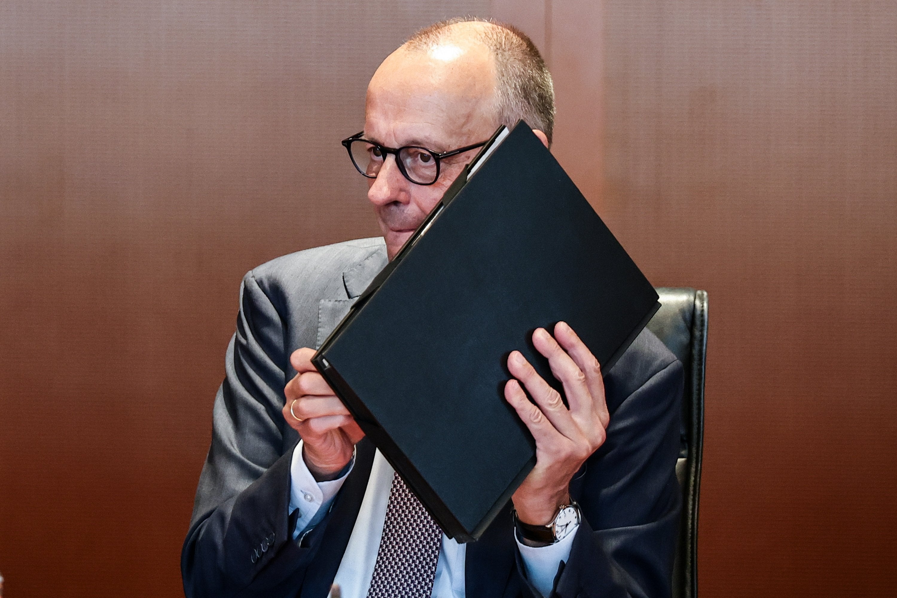 Chancellor Friedrich Merz at a meeting of the German government’s cabinet in Berlin. Photo: EPA