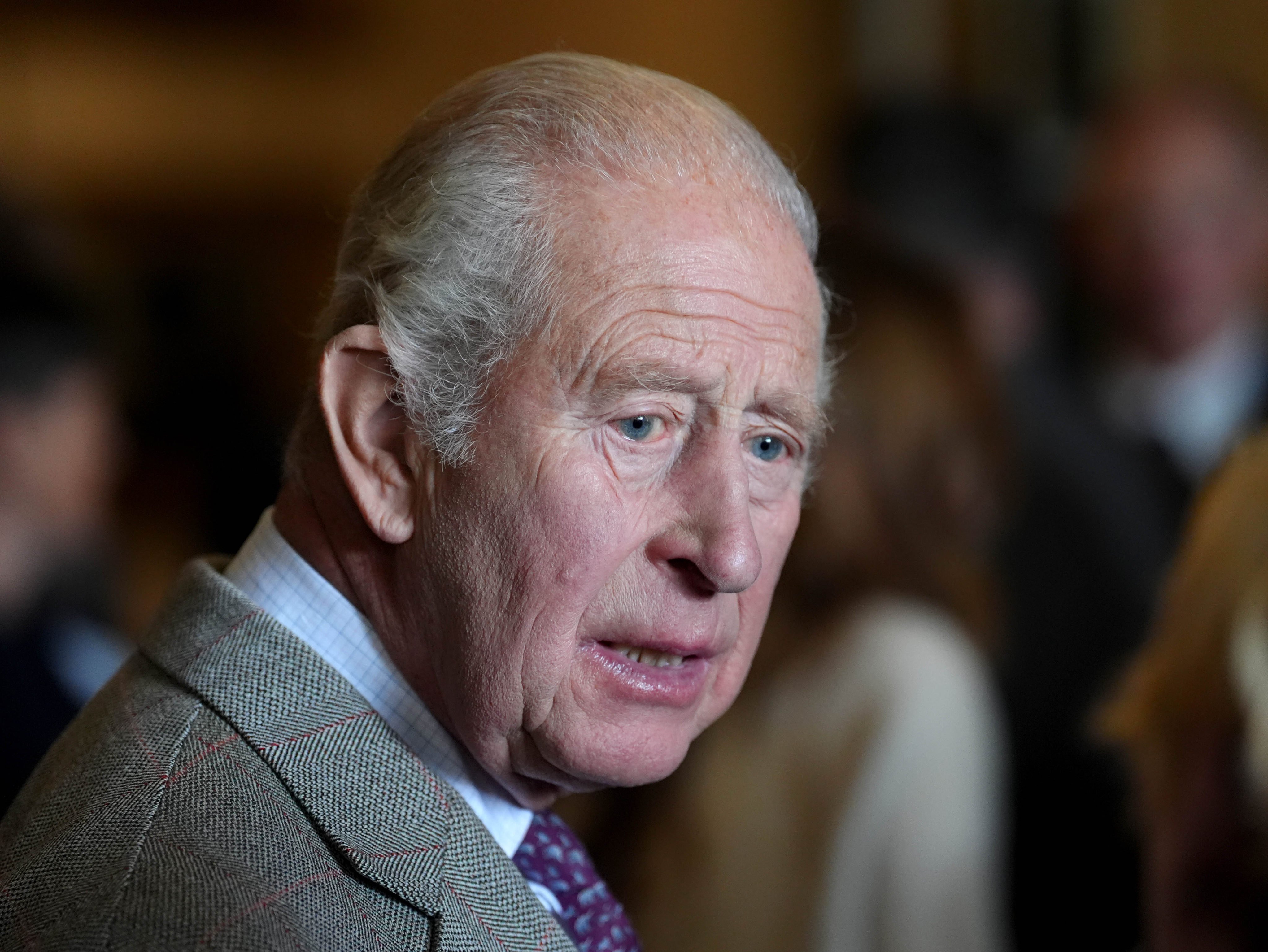 Britain’s King Charles attends an event in Cumnock, Scotland, on Wednesday. Photo: PA via AP