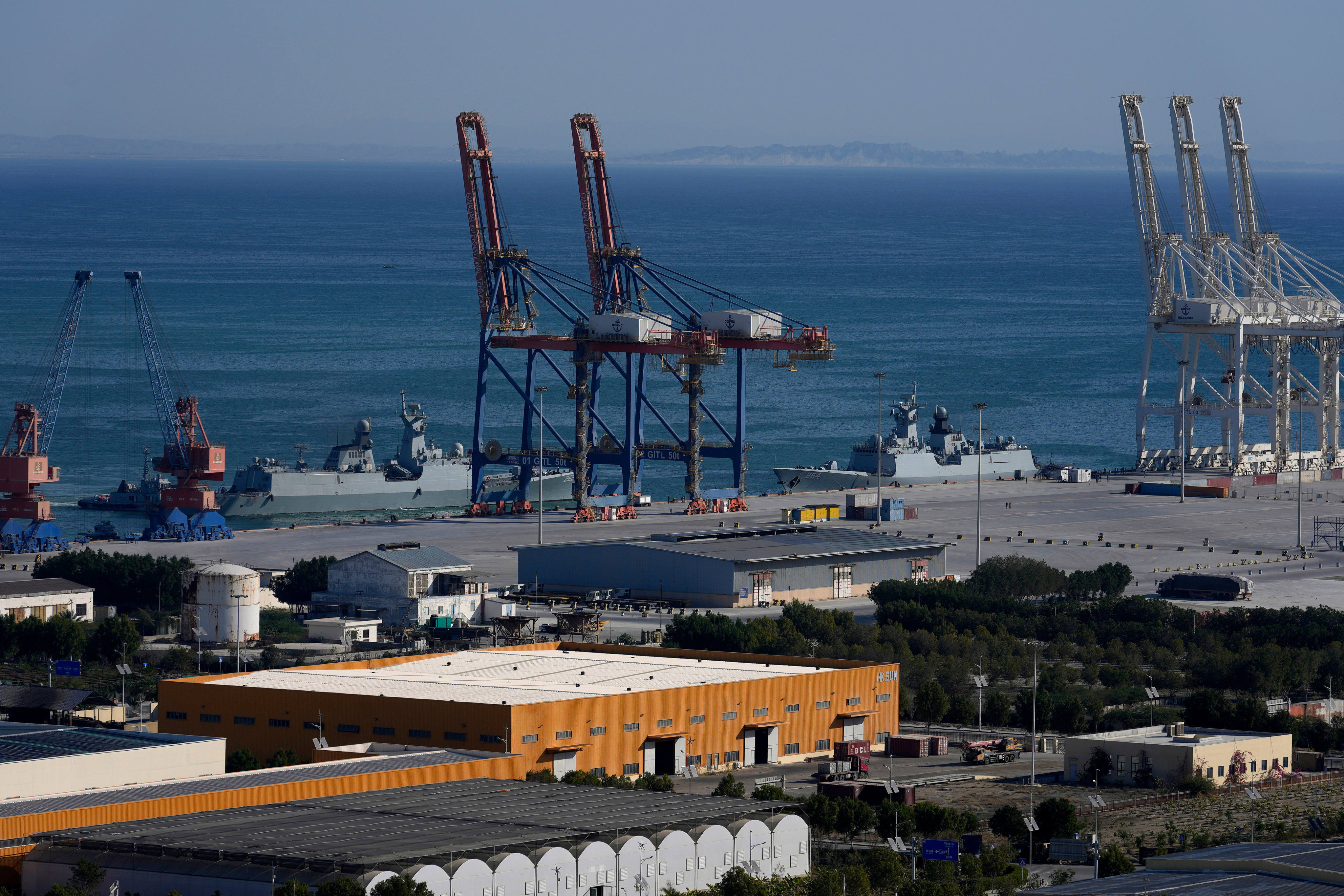 Pakistan Navy ships berth at Gwadar port in the southwest Pakistani province of Balochistan on January 15, 2025. Photo: AP