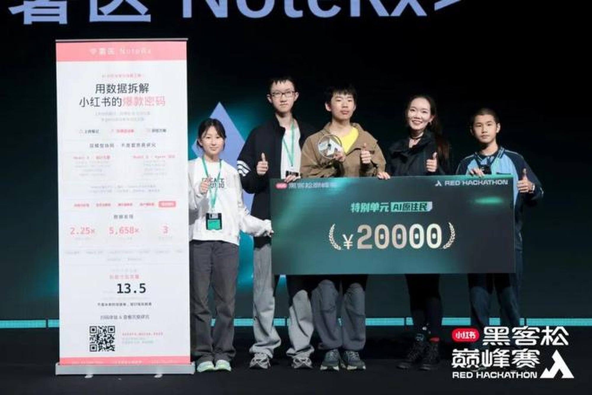 In April, Yang, second from left, and his young AI team won a special award at RedNote’s hackathon for their creator optimisation tool. Photo: 163.com In April, Yang, second from left, and his young AI team won a special award at RedNote’s hackathon for their creator optimisation tool. Photo: 163.com