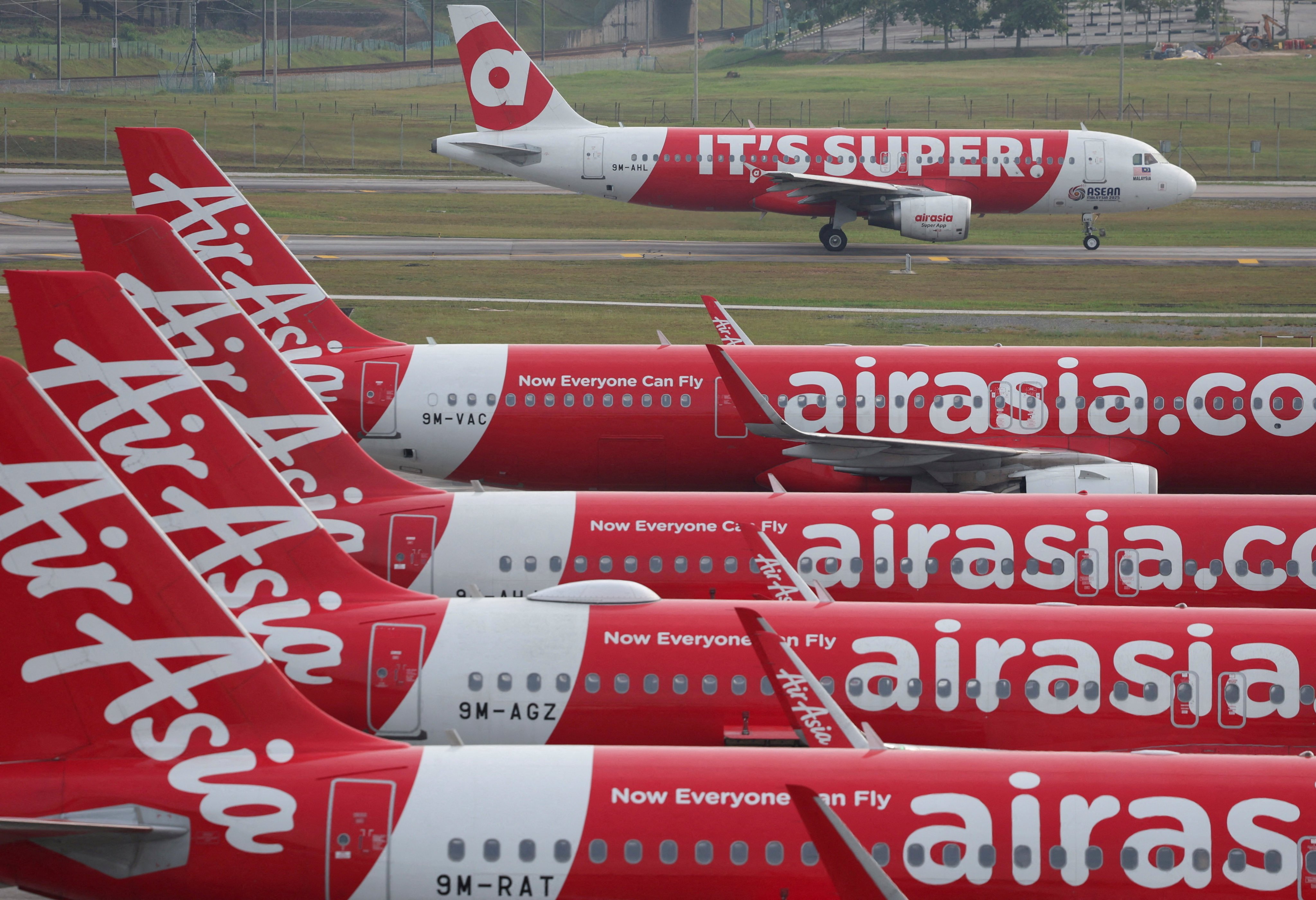 AirAsia planes stand on the tarmac at Kuala Lumpur International Airport in Sepang, Malaysia, in January. Photo: Reuters