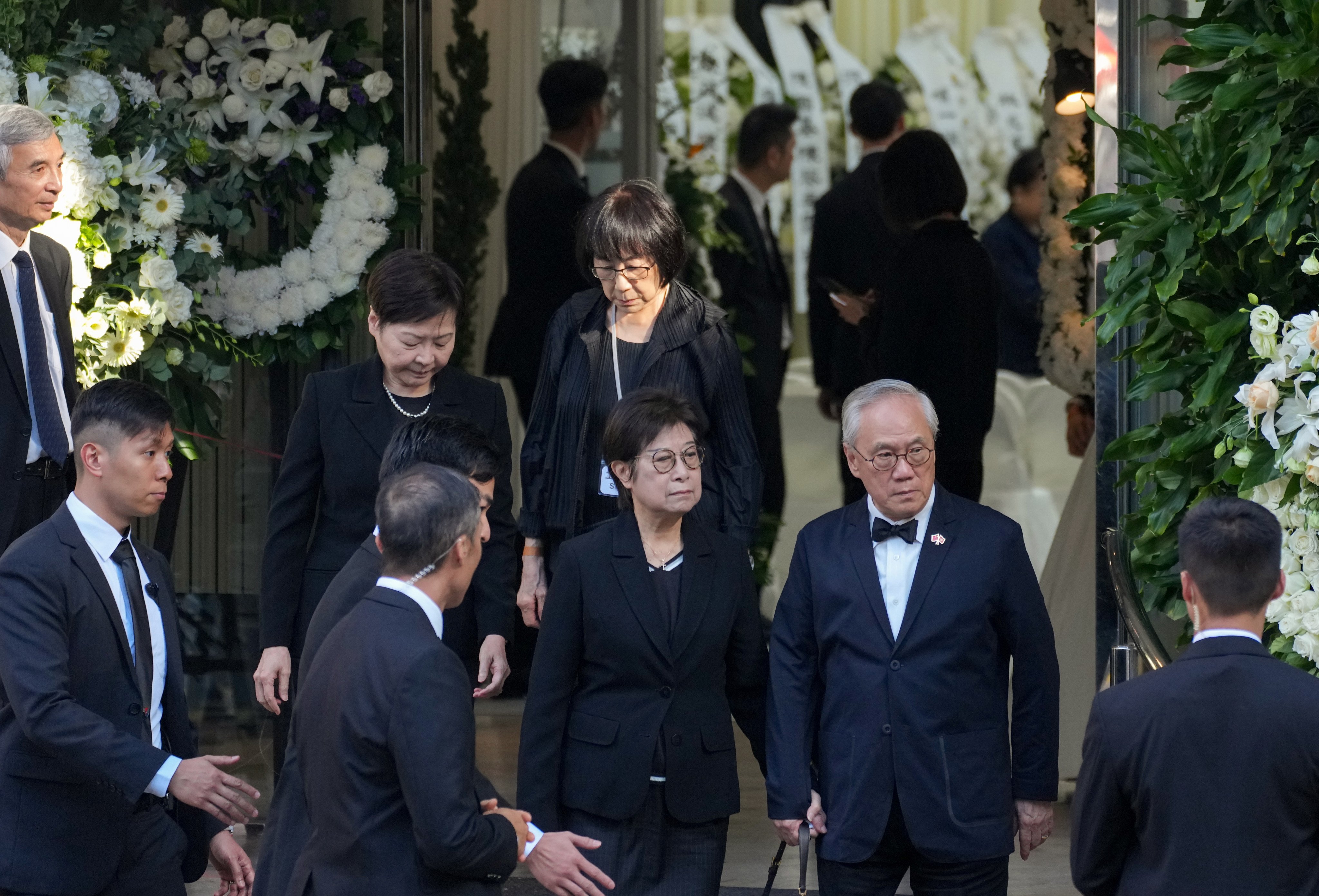 Former leaders Carrie Lam (left) and Donald Tsang (right) also attended. Photo: Kit Lai
