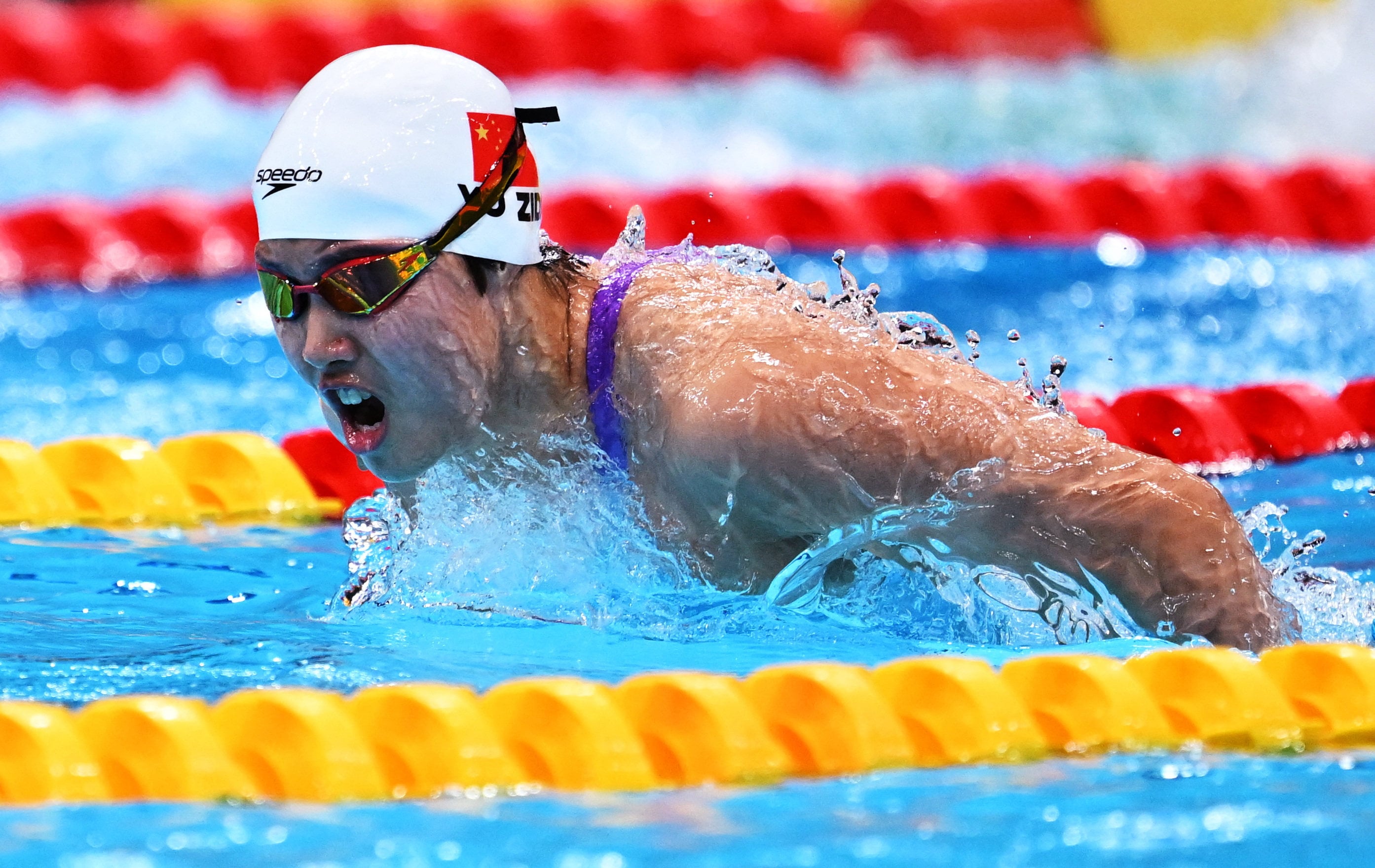 China’s Yu Zidi one her way to winning the women’s 200m butterfly Asian Games final at the Tokyo Aquatics Centre on Sunday. Photo: Reuters