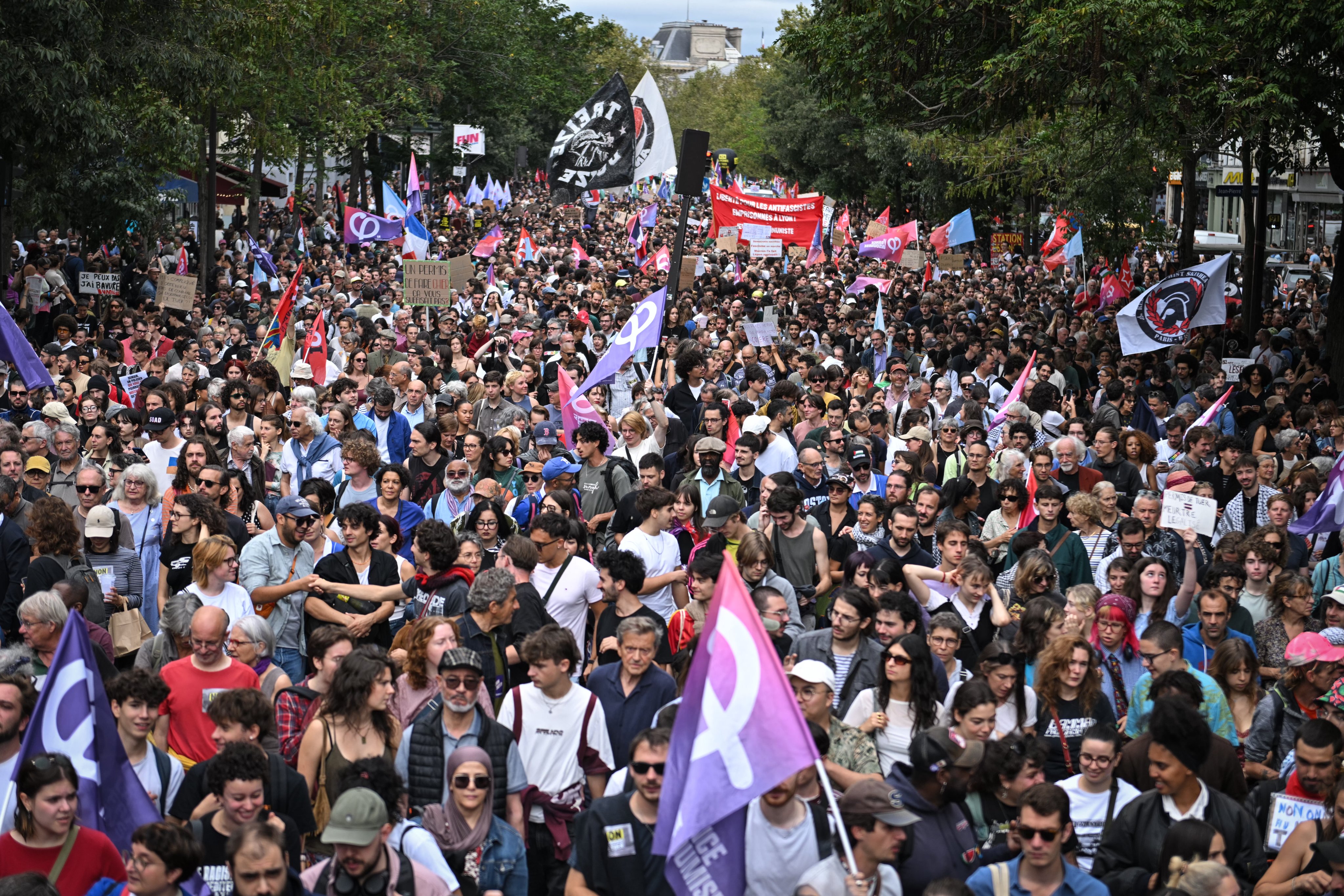 Protesters take part in a national march against proposed legislation regarding police use of firearms, in Paris, France on Sunday. Photo: EPA