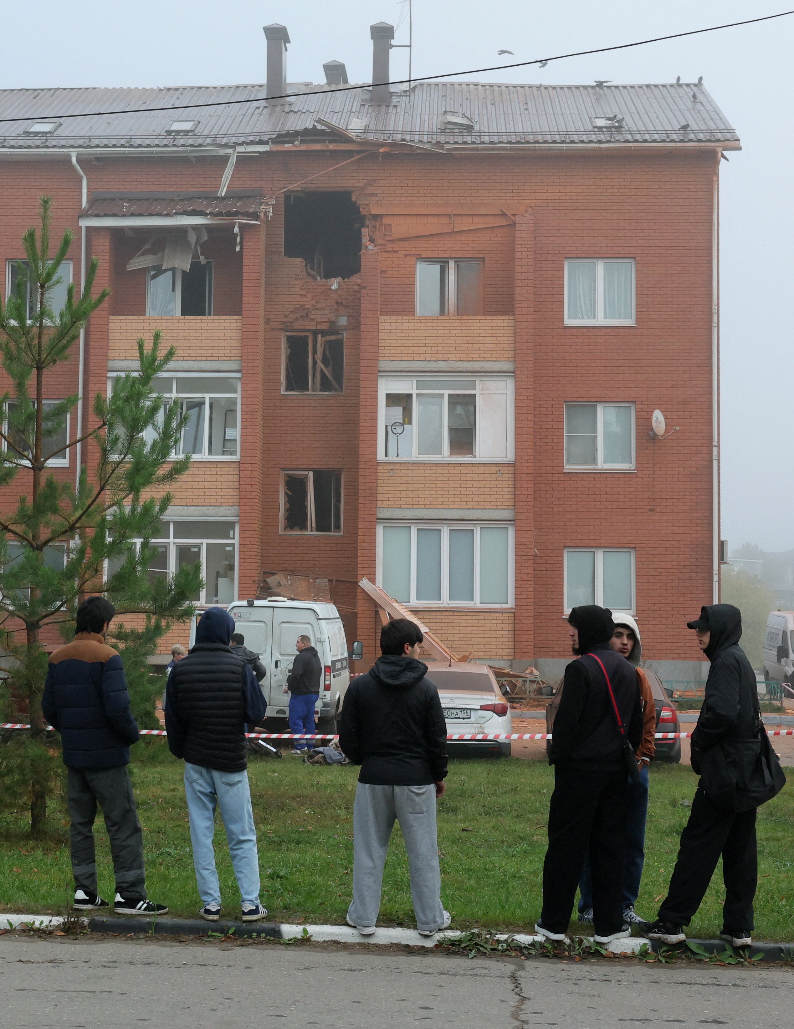 A damaged residential building in the Ramensky district of the Moscow region. Photo: Reuters