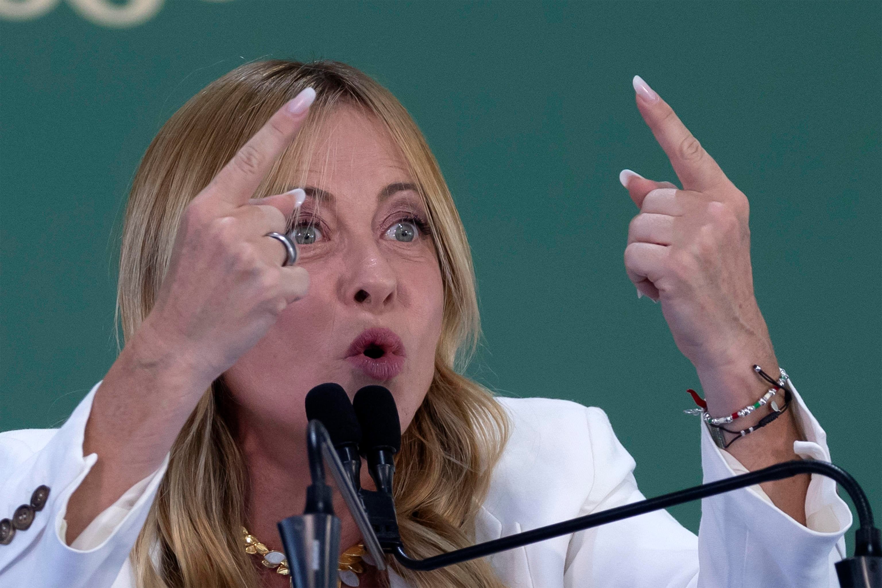 Italian Prime Minister Giorgia Meloni on Sunday. Photo: EPA
