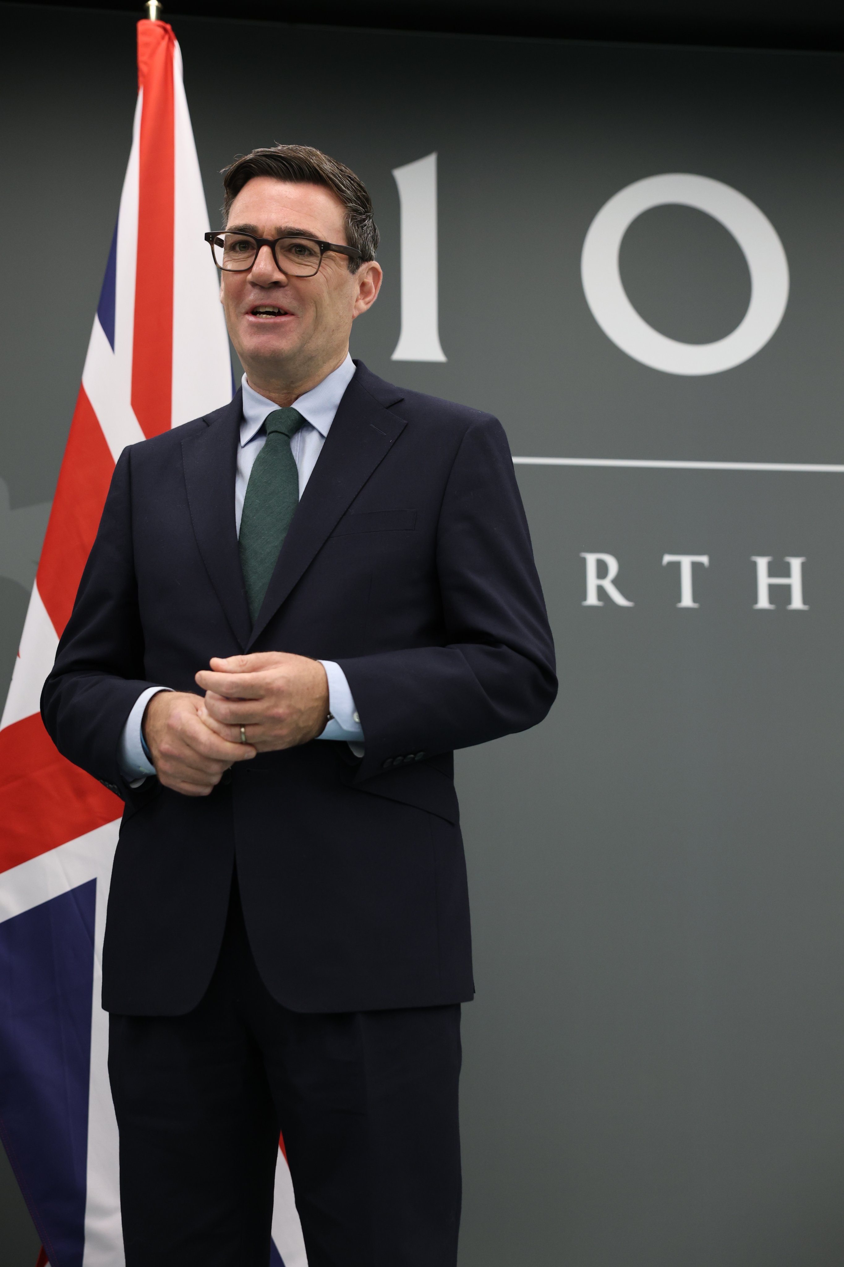 Britain’s Prime Minister Andy Burnham at Number 10 North in Manchester, UK on Friday. Photo: EPA