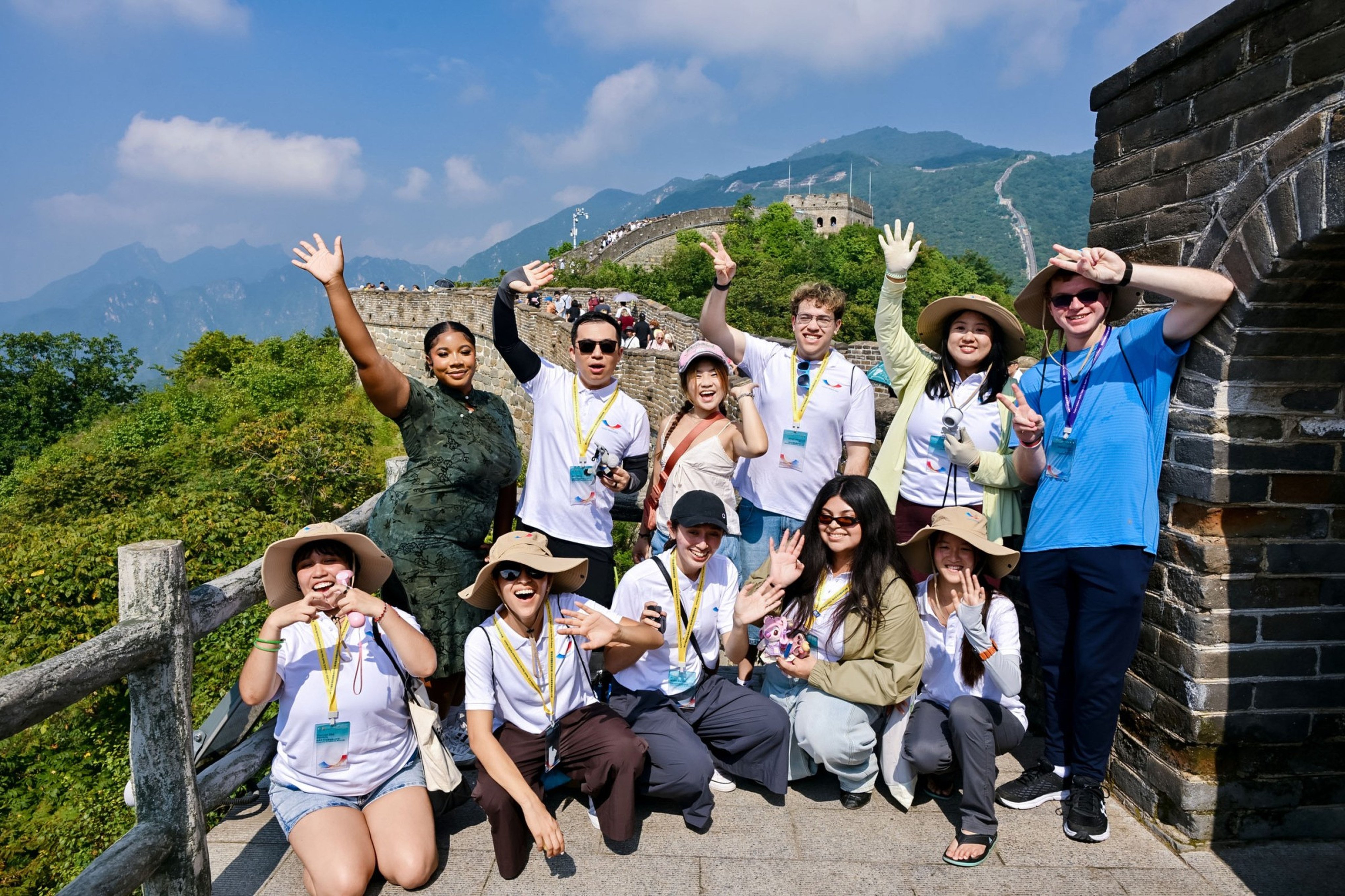 US and Chinese students visit the Great Wall during the seven-day tour. Photo: Handout