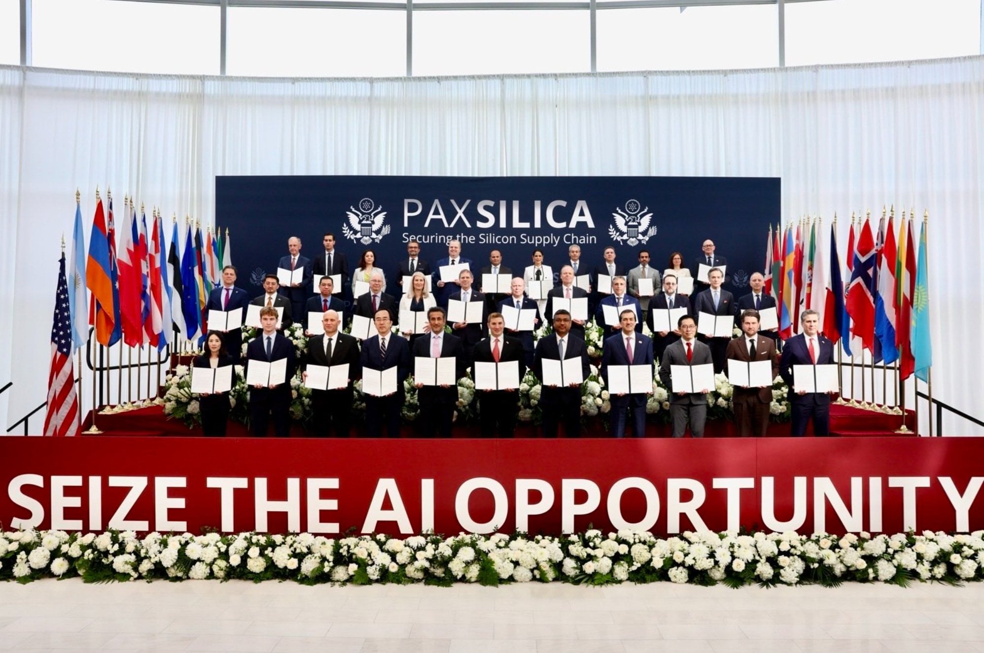 Representatives from Pax Silica signatory countries attend its first summit in Washington in December 2025. Photo: Handout