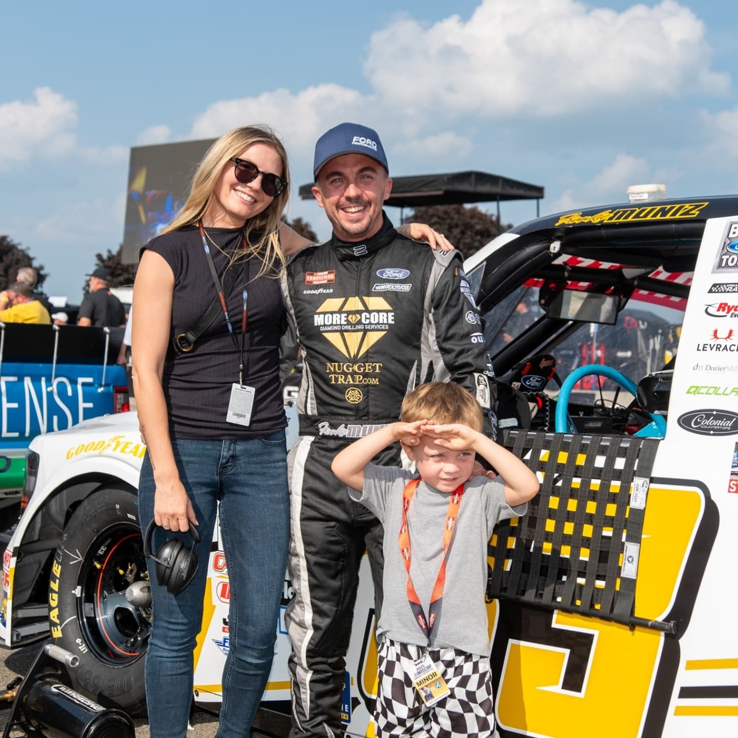 Frankie Muniz with Paige Price and their son Mauz at Watkins Glen International in 2025. Photo: @frankiemuniz4/Instagram