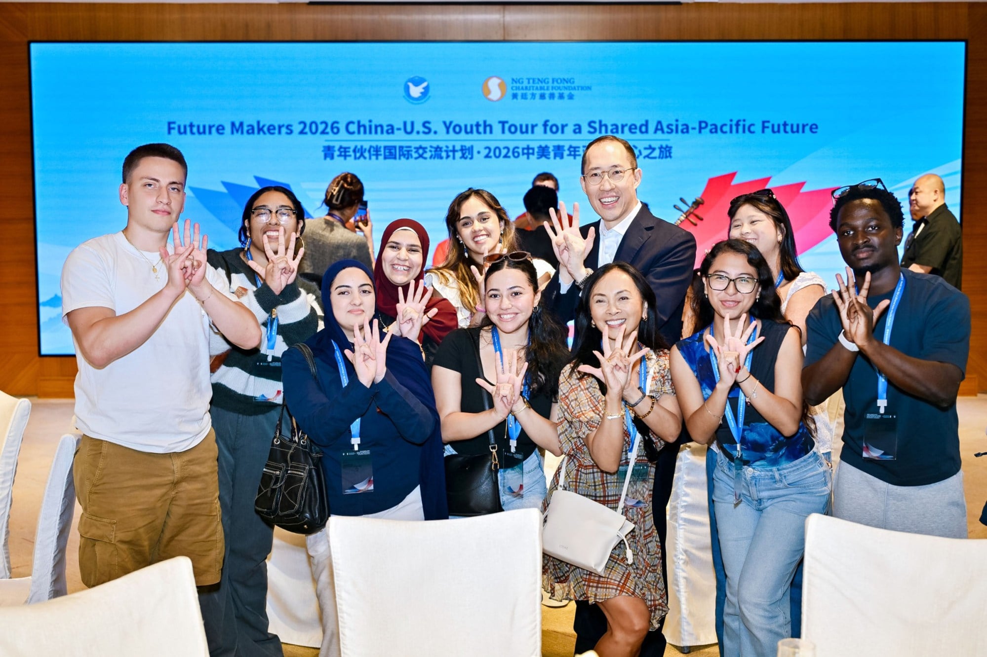 Sino Group chairman and foundation director Daryl Ng with some of the students. Photo: Handout Sino Group chairman and foundation director Daryl Ng with some of the students. Photo: Handout