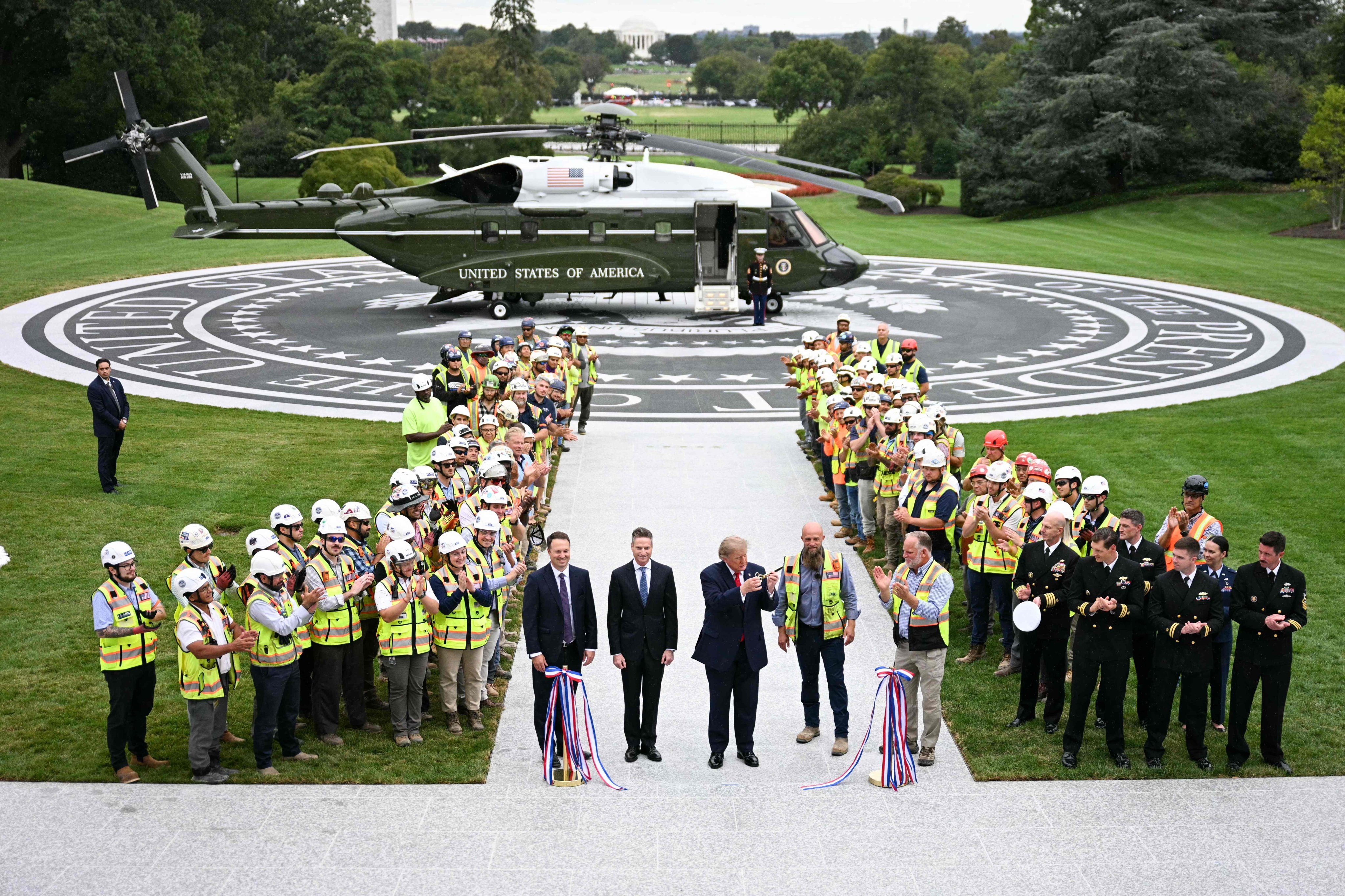 US President Donald Trump after cutting the ribbon. Photo: AFP