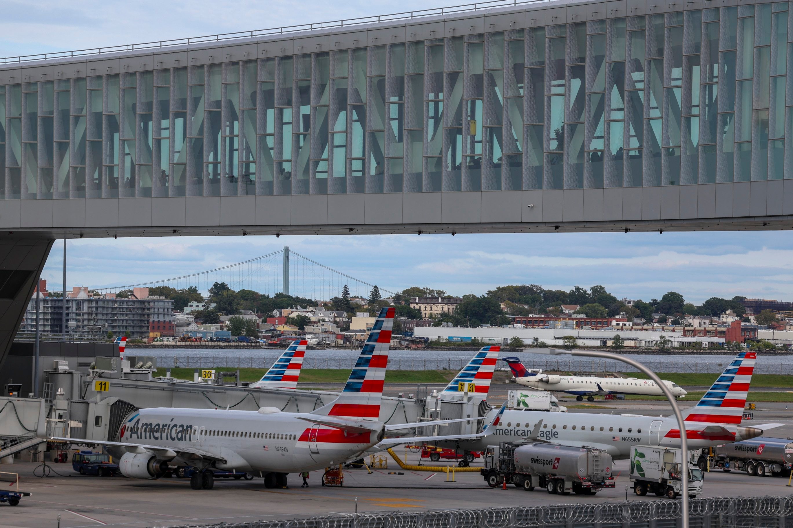 LaGuardia Airport. Flights were resuming at airports across the north-eastern US after a damaged telecommunications line was repaired. Photo: EPA