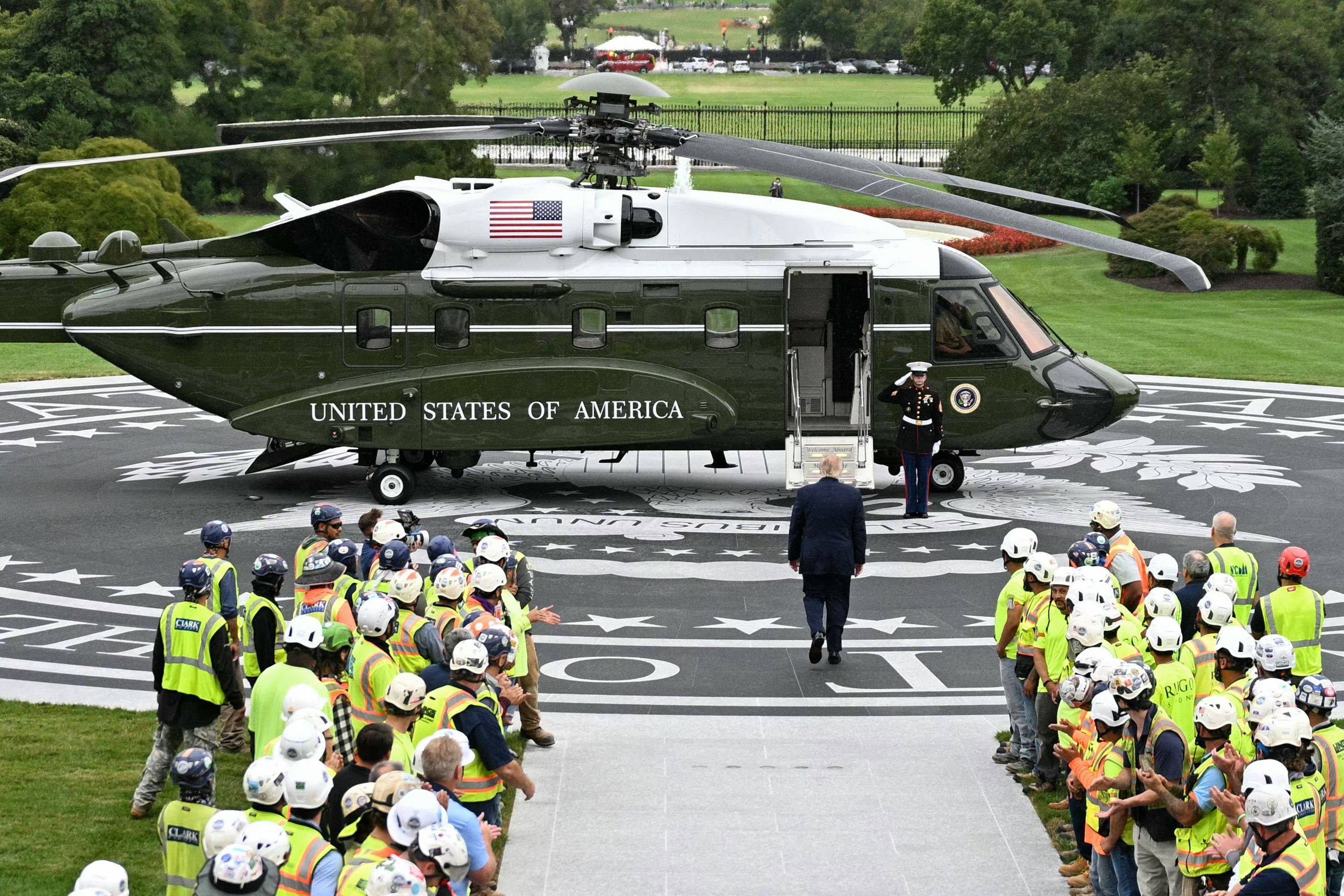 US President Donald Trump walks to Marine One. Photo: AFP