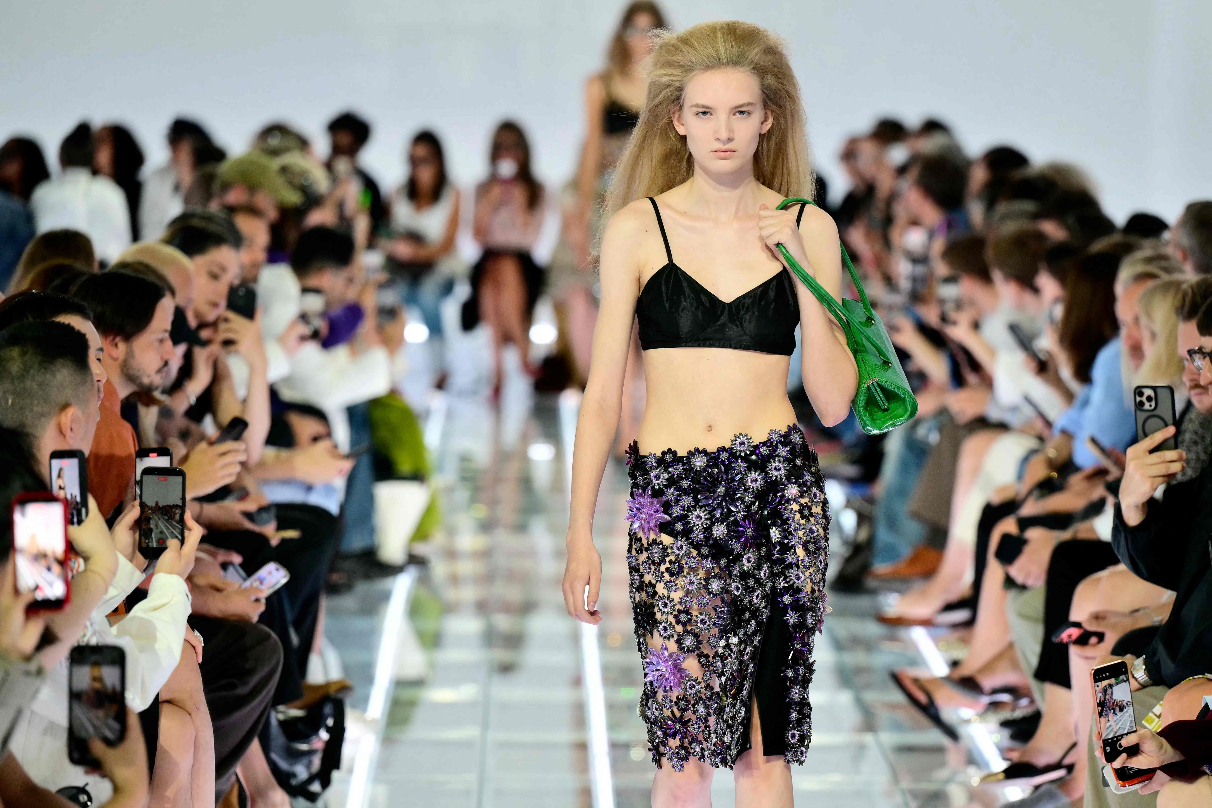 The Prada spring/summer 2027 show was a celebration of the skirt, “a Prada obsession”. Photo: AFP