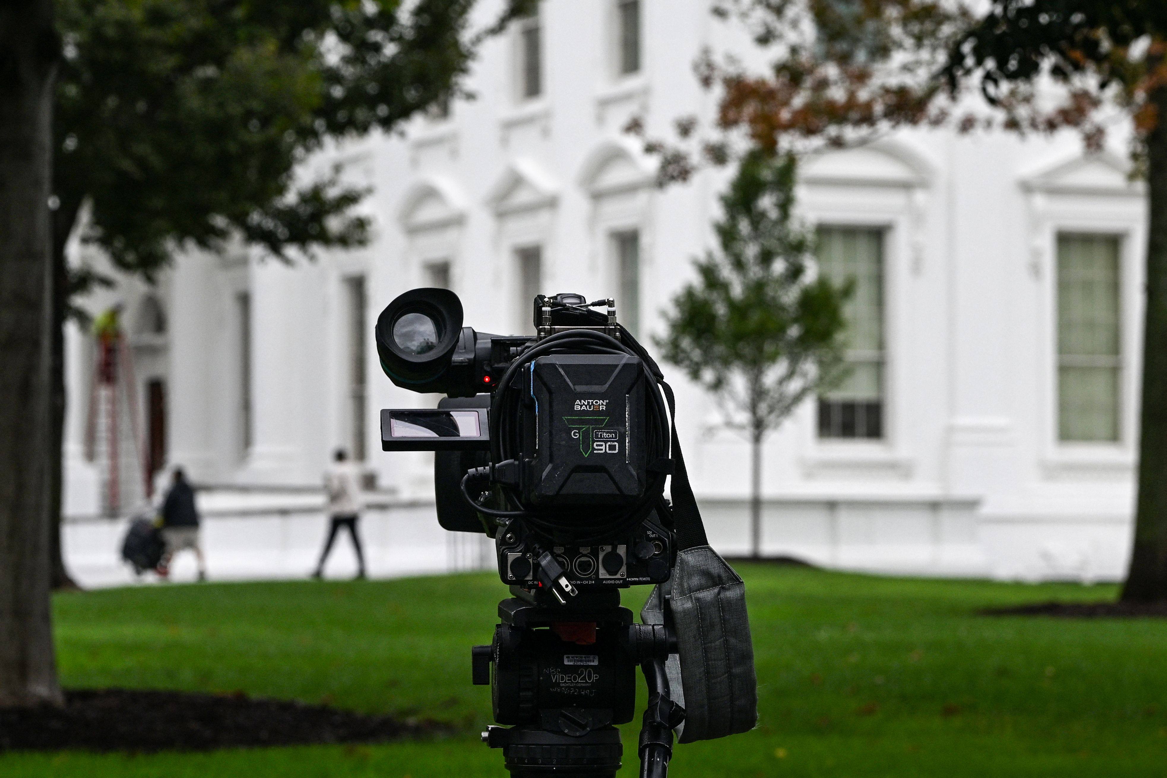 A television camera set up outside the White House. Photo: AFP