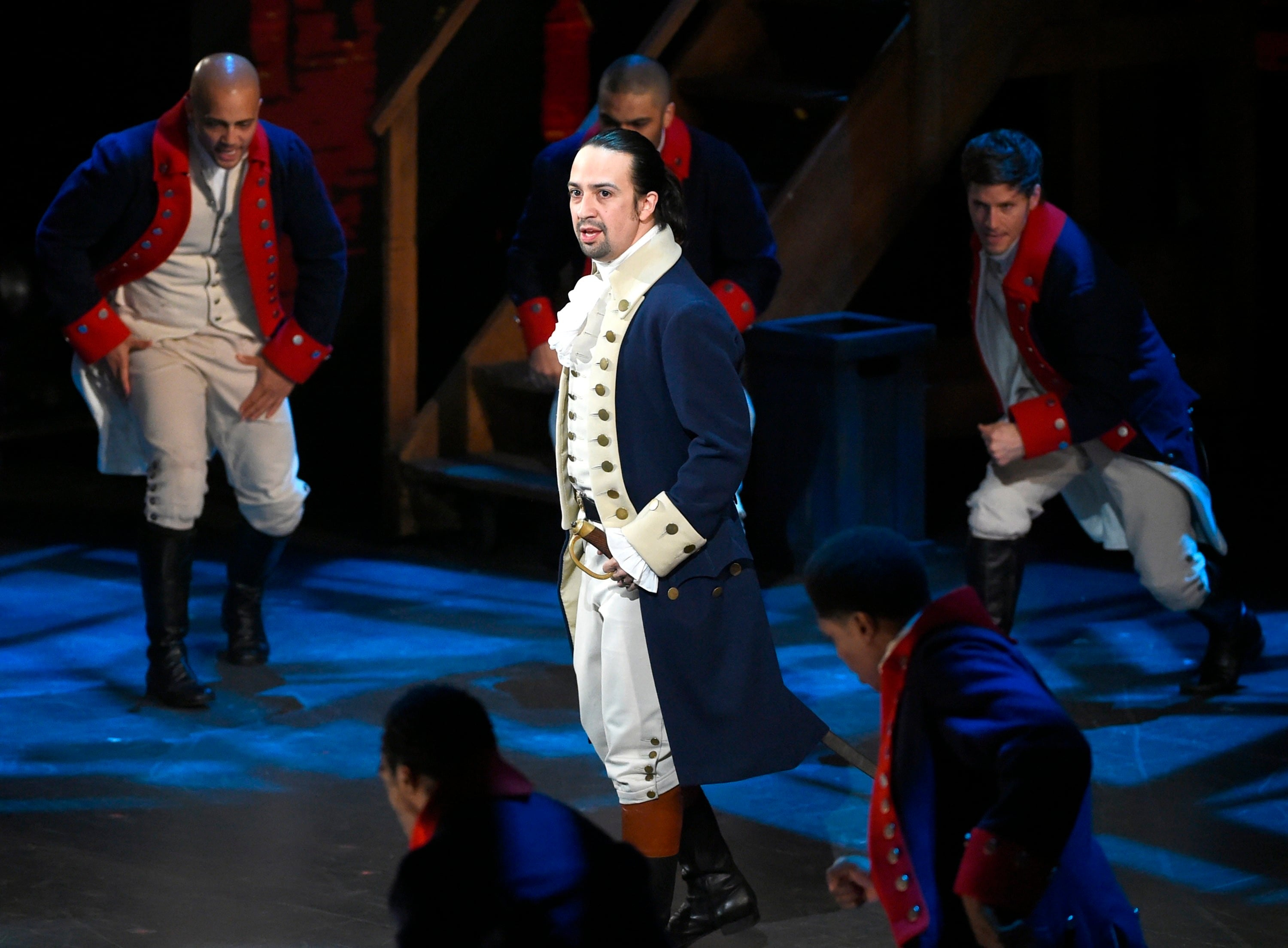 Hamilton creator Lin-Manuel Miranda and other cast members perform during a scene of the hit musical at the 2016 Tony Awards in New York. Producer Crossroads Live says that an upcoming global tour will visit Asia, while social media posts point to a possible Hong Kong stop. Photo: Invision/AP